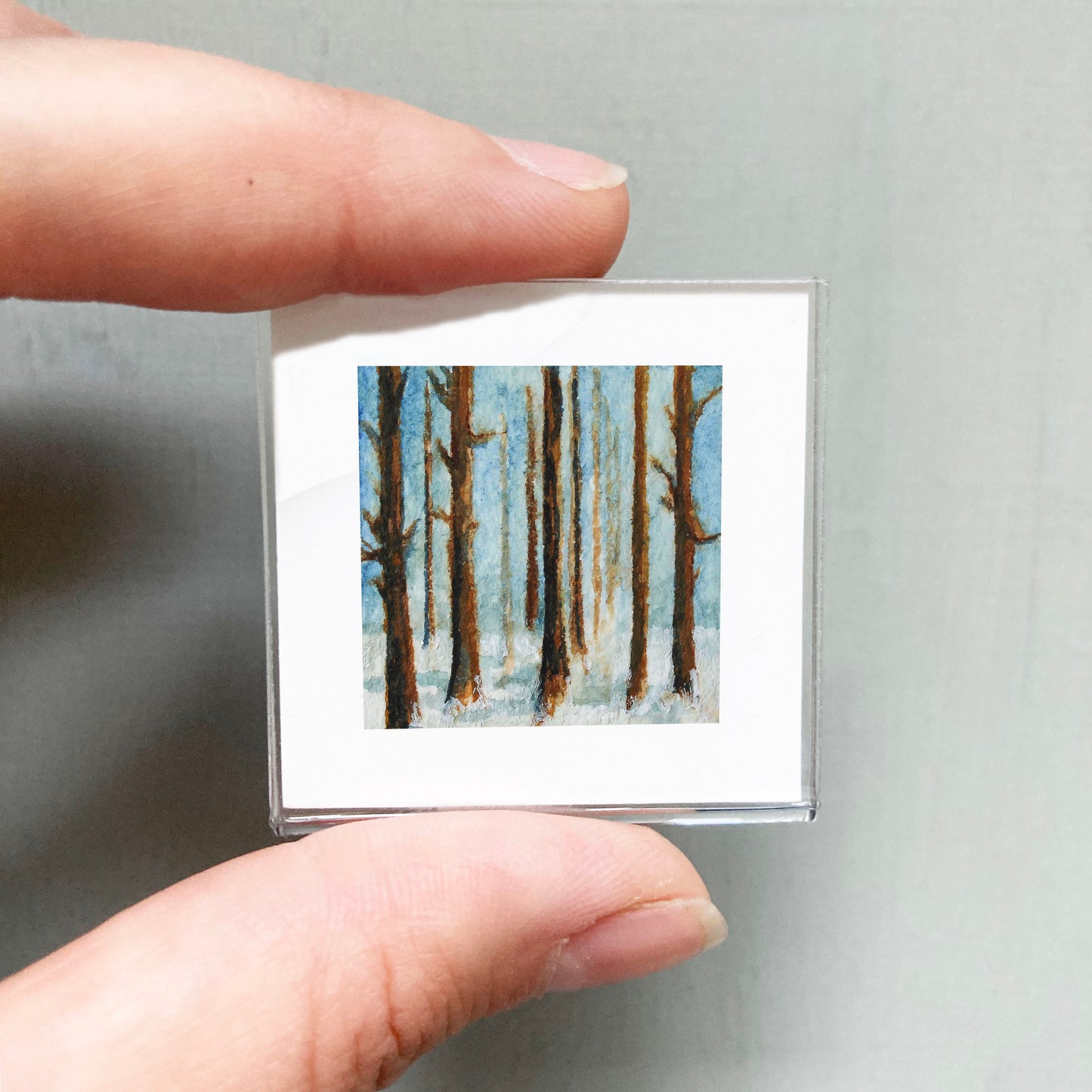 Mini 1" Snowy Woods Watercolor Print