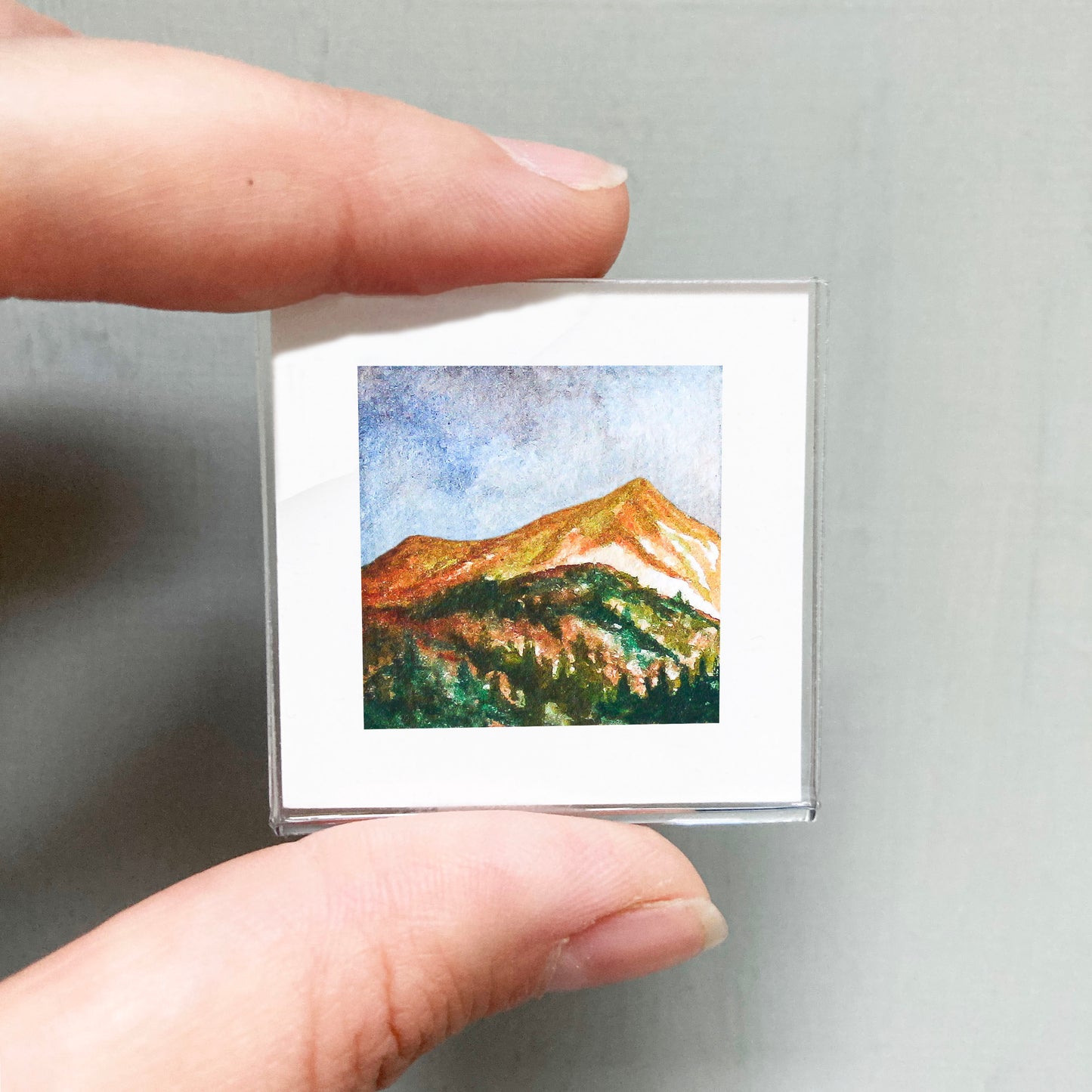 Mini 1" Mountainside Forest Watercolor Print