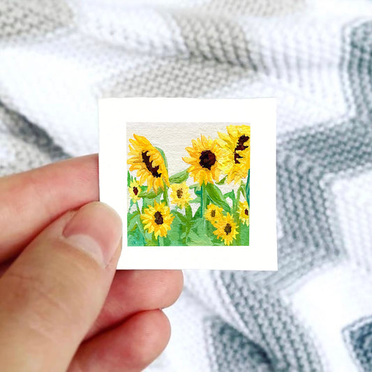 Mini 1" Sunflowers Flower Art PRINT