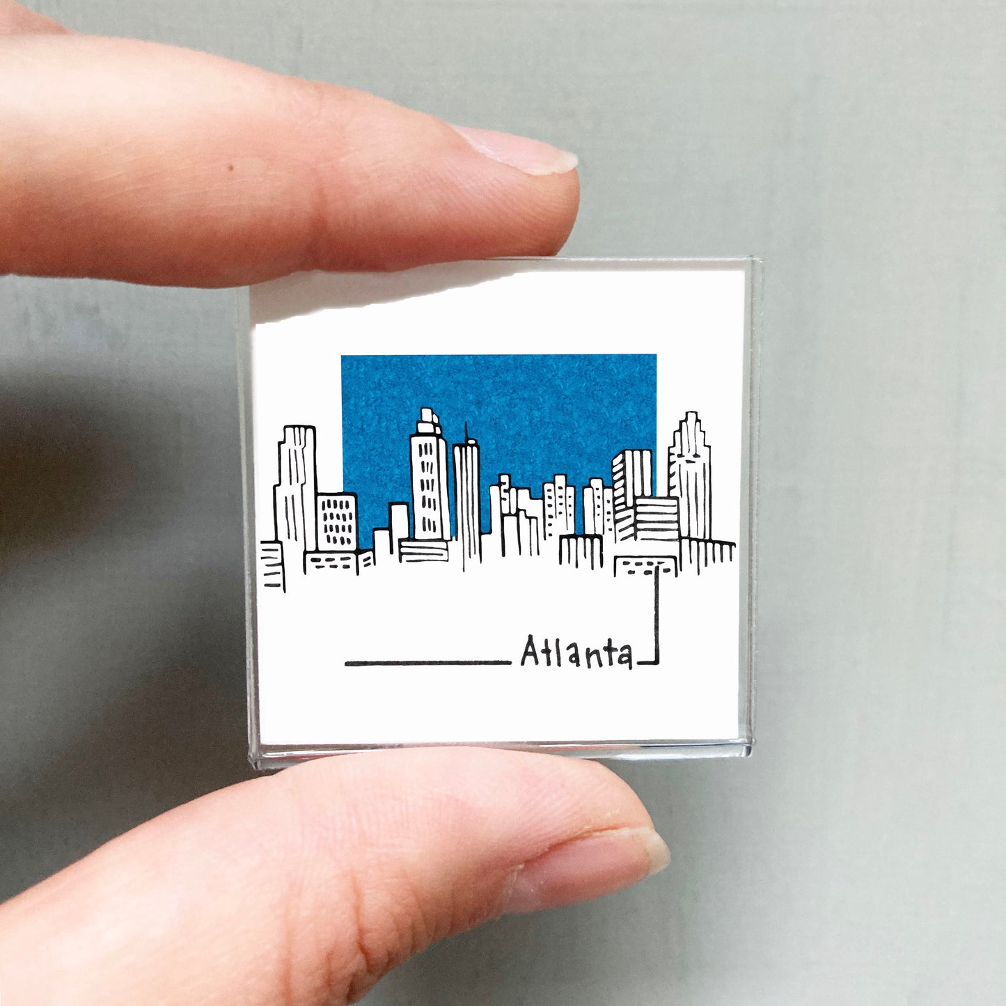 Mini Atlanta, Georgia Skyline 1.5" Watercolor and Ink Art PRINT