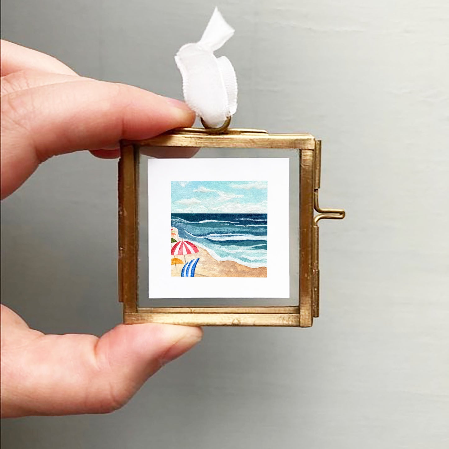 Mini 1" Beach Umbrellas Tiny Watercolor Print