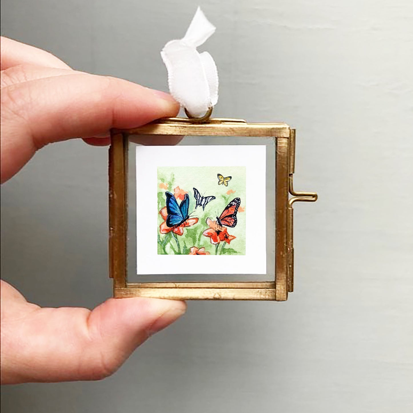 Mini 1" Butterfly Flower Garden Tiny Watercolor Print