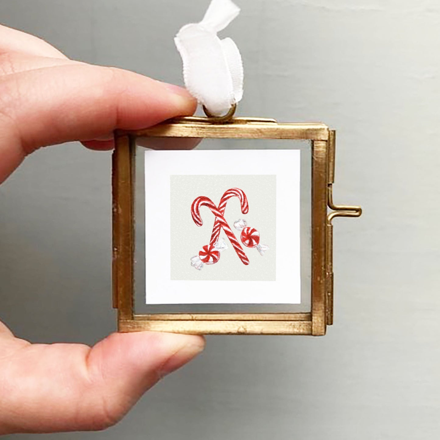 ORIGINAL Mini 1" Candy Canes Watercolor Painting
