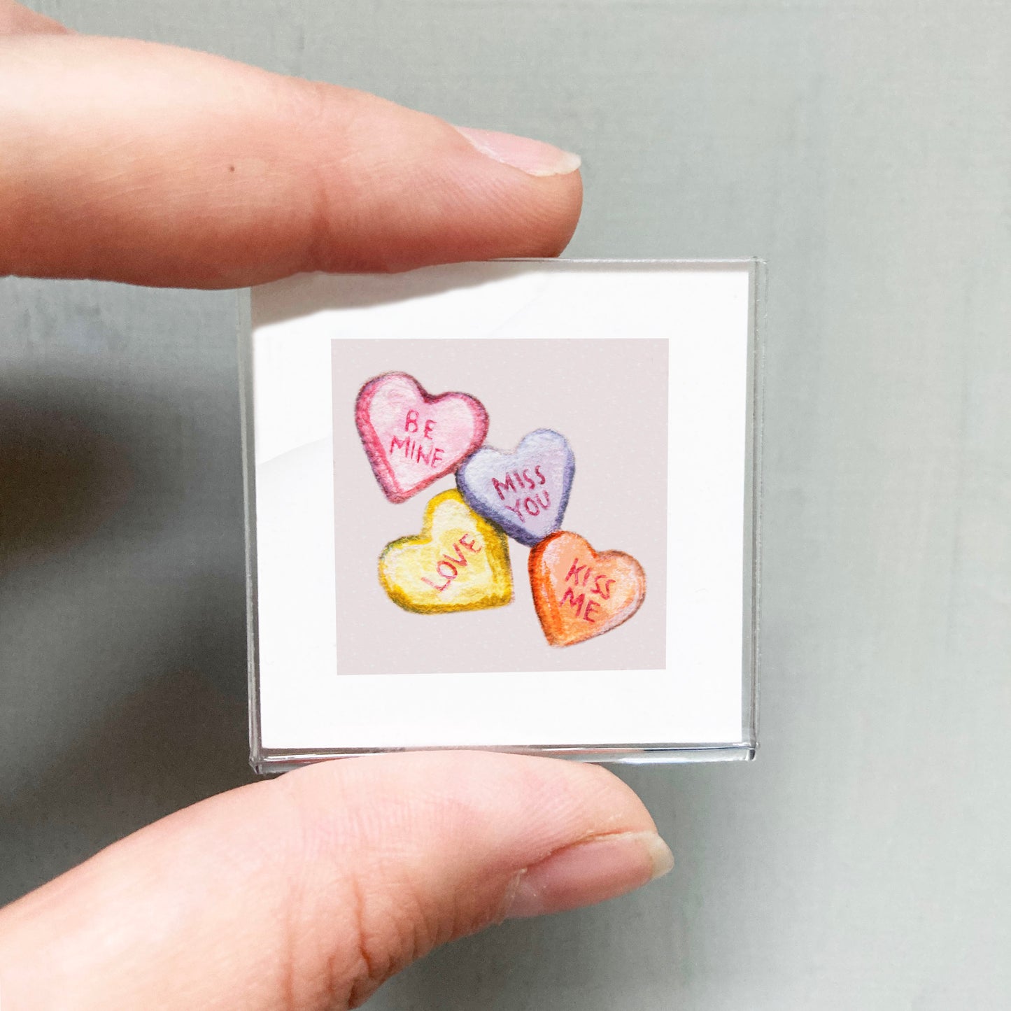Mini 1" Conversation Hearts Candy Watercolor Print