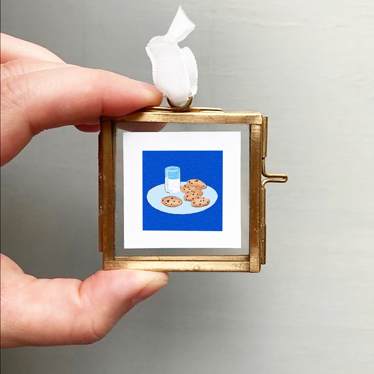 Mini 1" Chocolate Chip Cookies and Milk Gouache Art Print