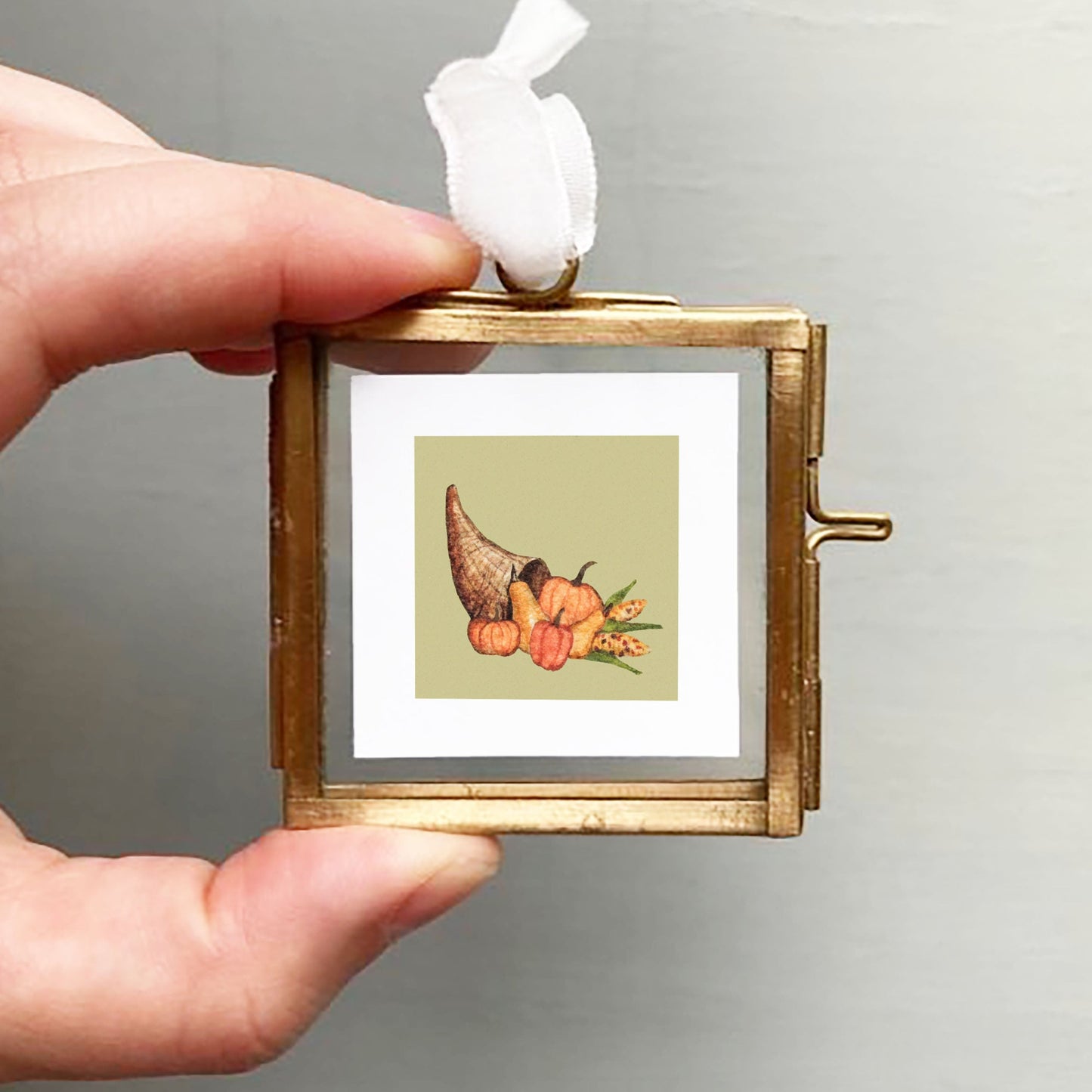 ORIGINAL Mini 1" Thanksgiving Cornucopia Watercolor Painting