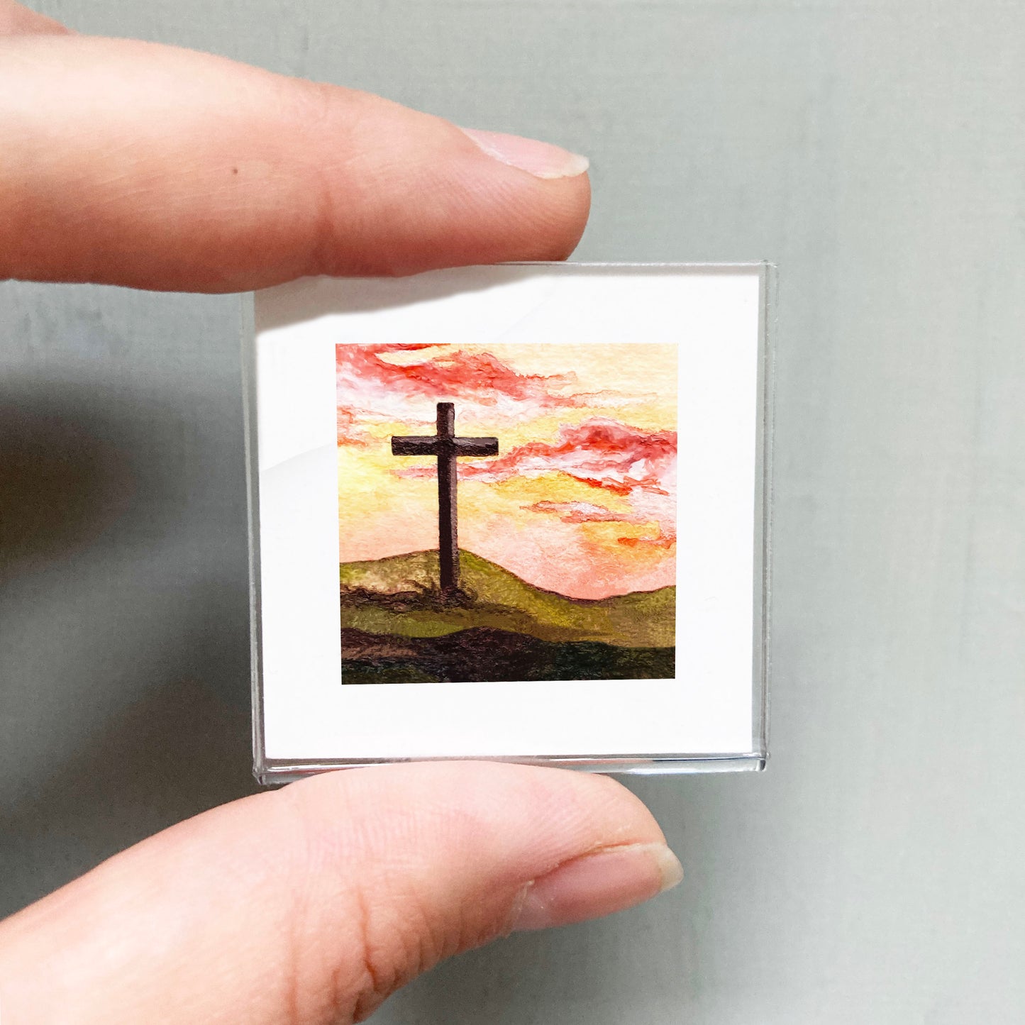 Mini 1" Easter Cross Watercolor Print
