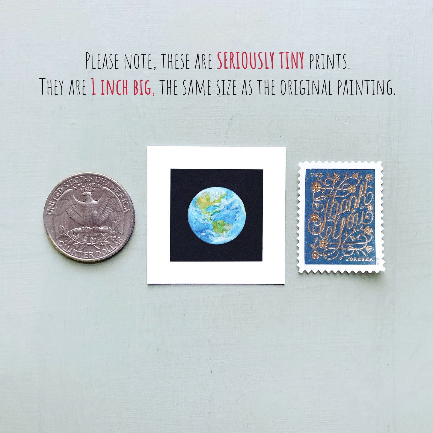 Mini 1" Planet Earth Watercolor Print
