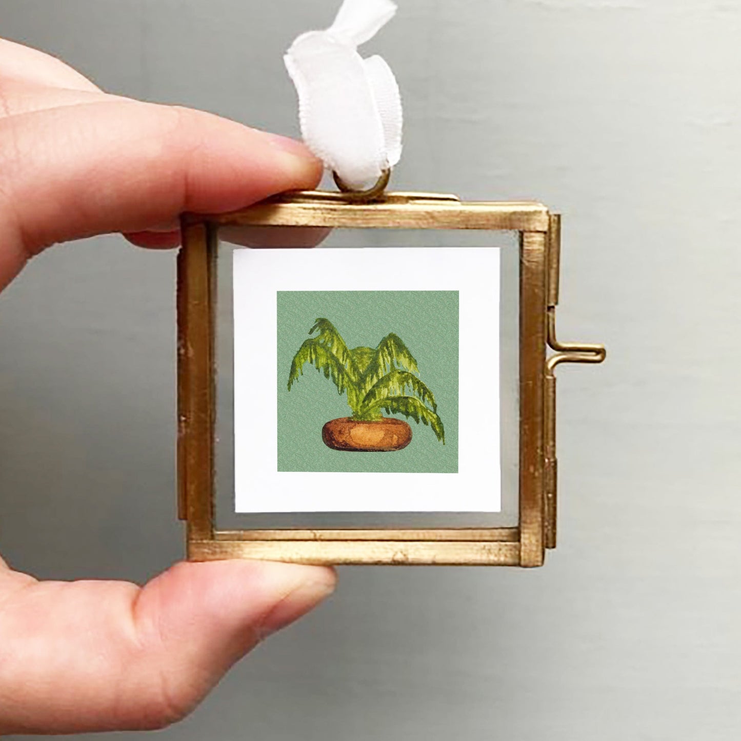 ORIGINAL Mini 1" Fern Houseplant Watercolor Painting