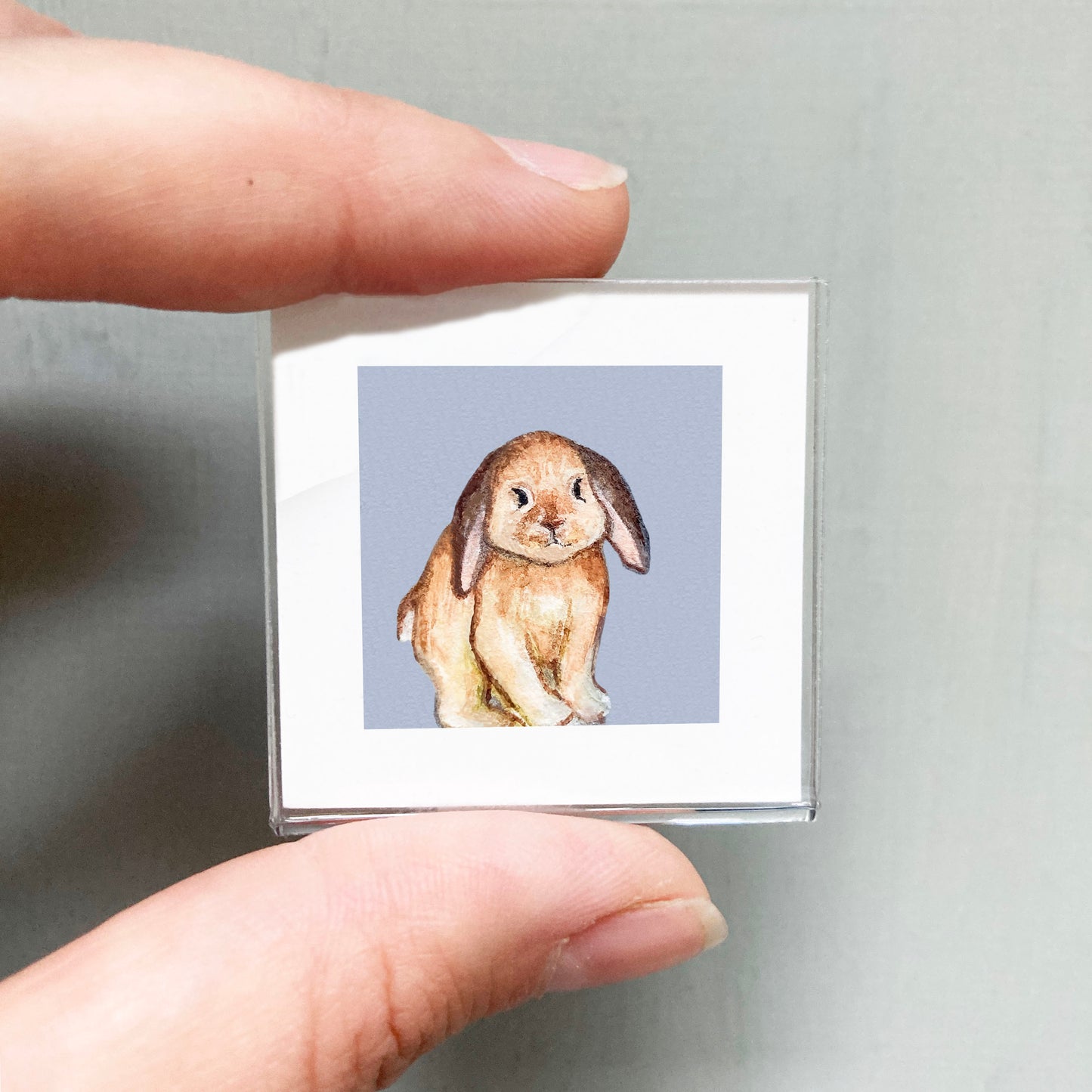 Mini 1" Rabbit with Floppy Ears Watercolor