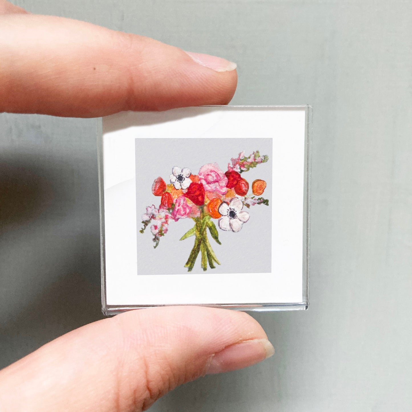 Mini 1" Pink Floral Bouquet Watercolor Print