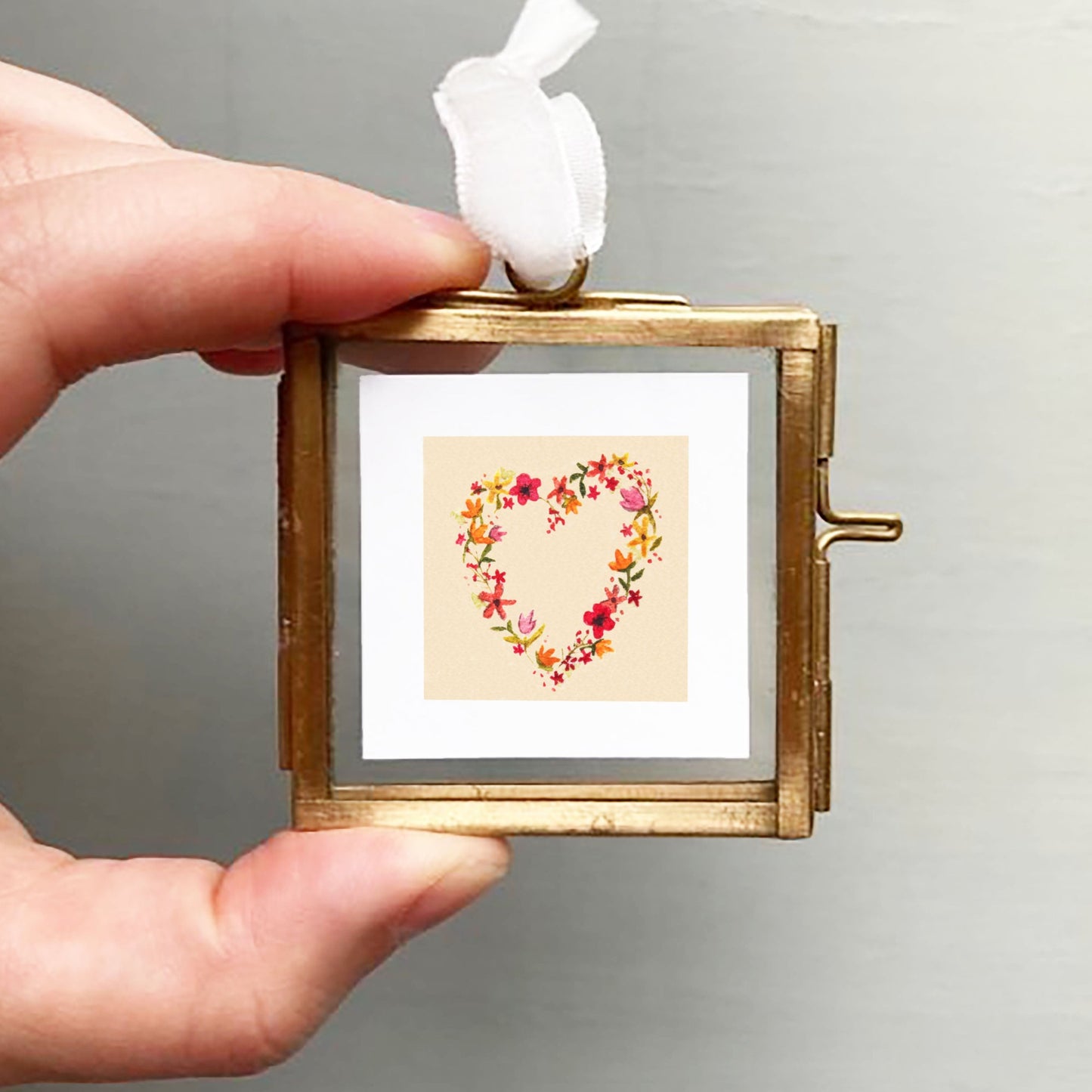 ORIGINAL Mini 1" Floral Heart Watercolor Painting