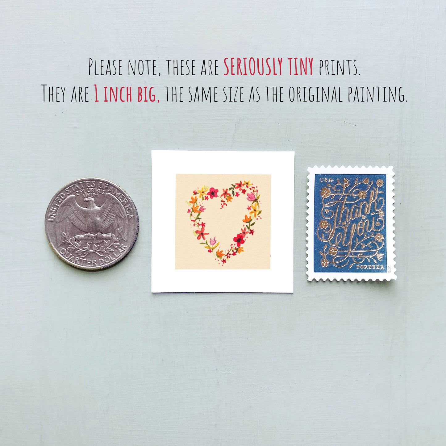 Mini 1" Floral Heart Watercolor Print