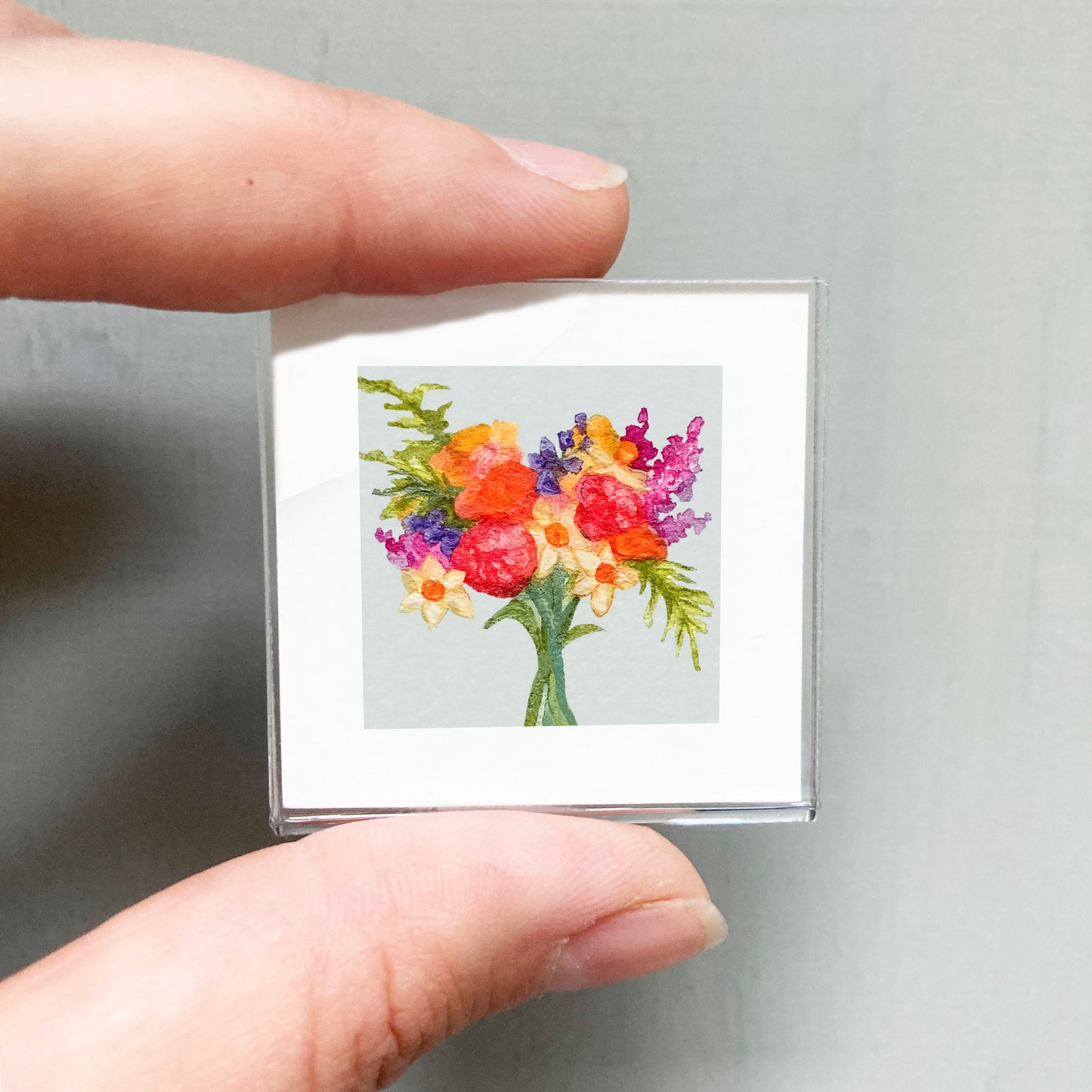 Mini 1" Spring Flower Bouquet Watercolor Print