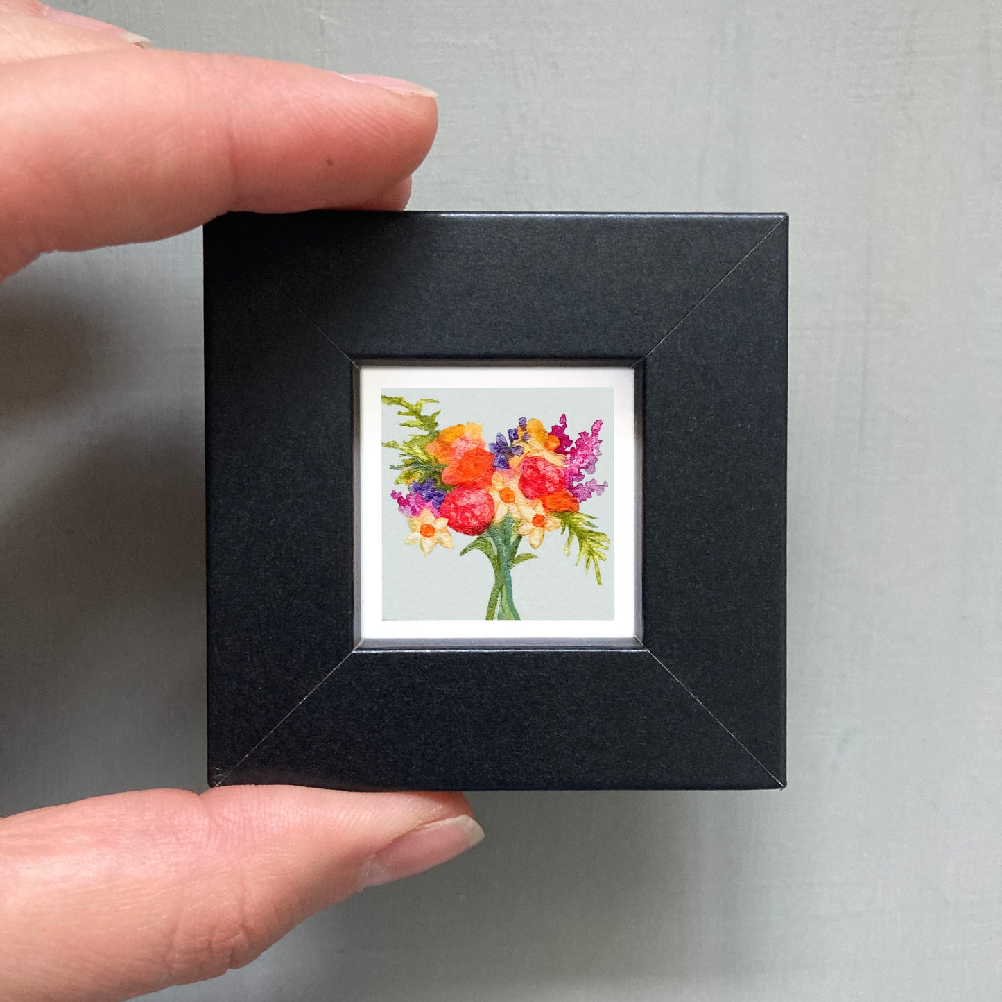 Mini 1" Spring Flower Bouquet Watercolor Print