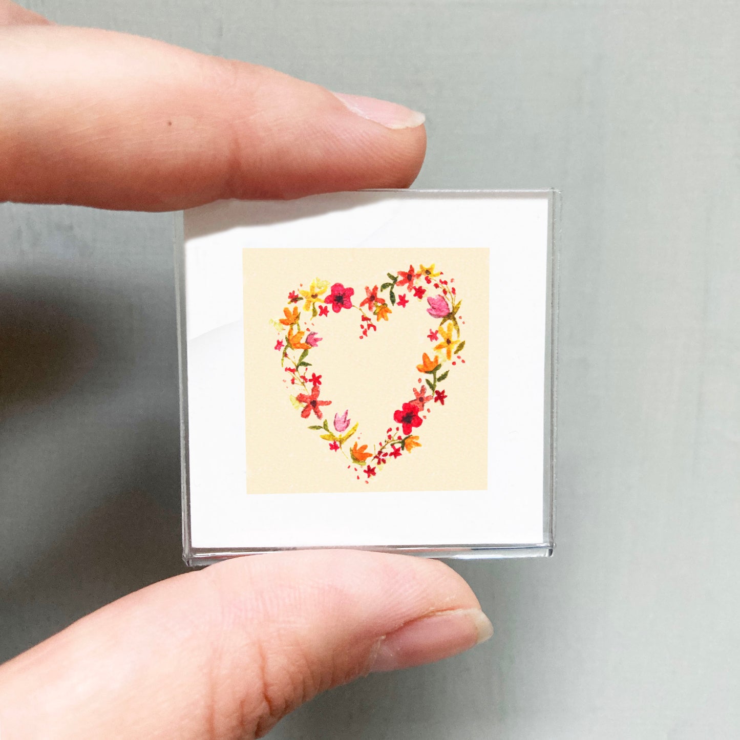 Mini 1" Floral Heart Watercolor Print