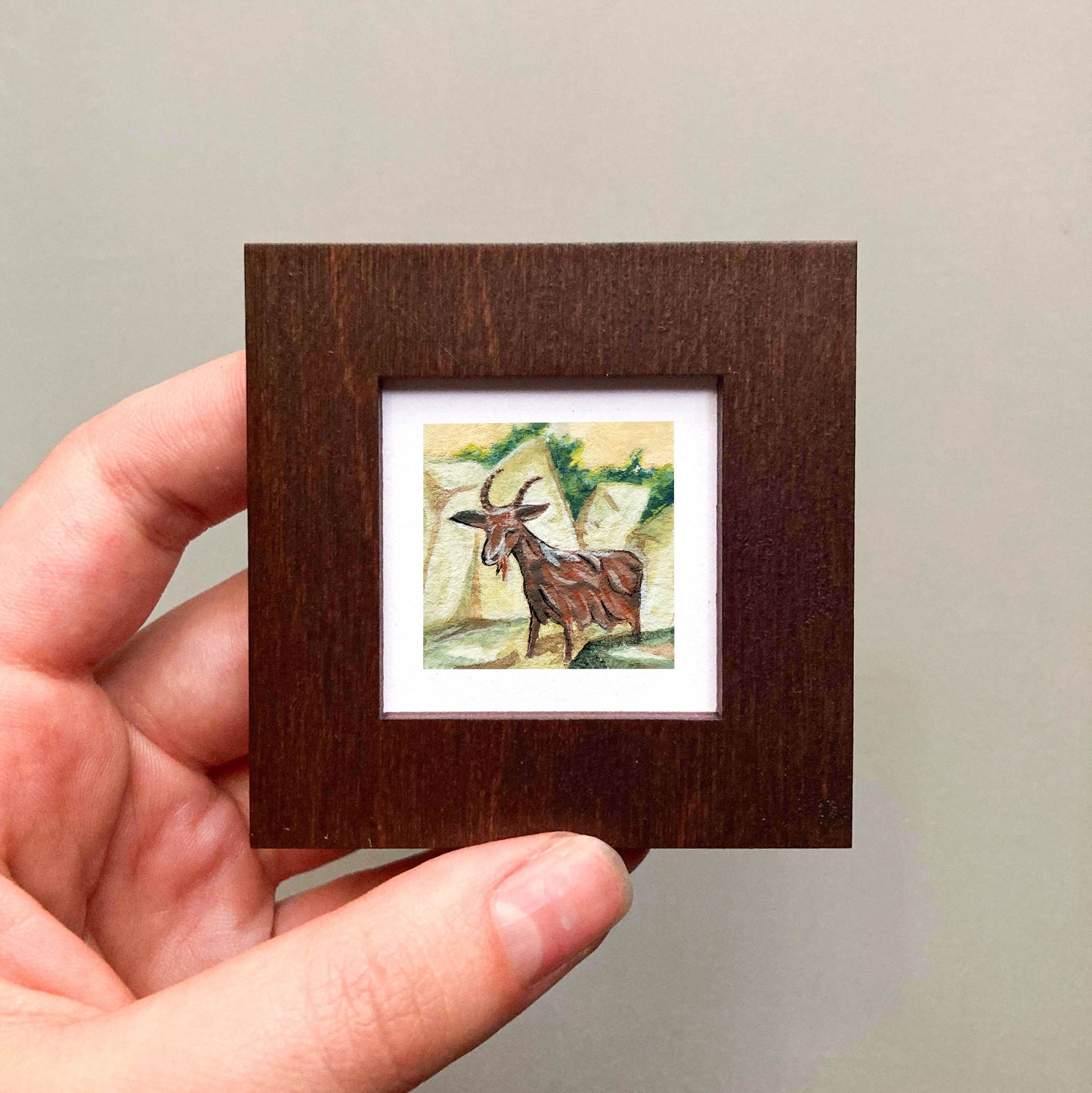 Mini 1" Garbage Goat Spokane Gouache Print