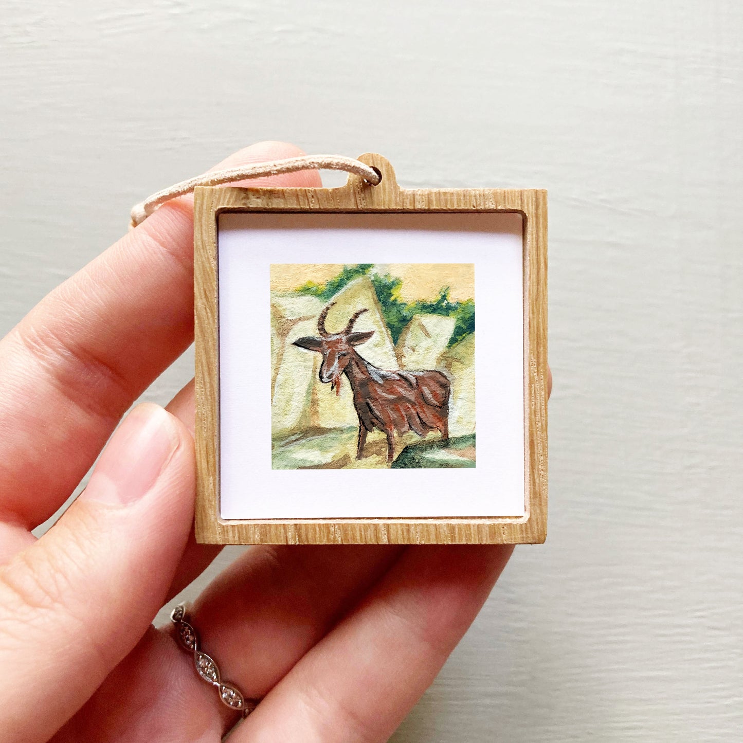 Mini 1" Garbage Goat Spokane Gouache Print