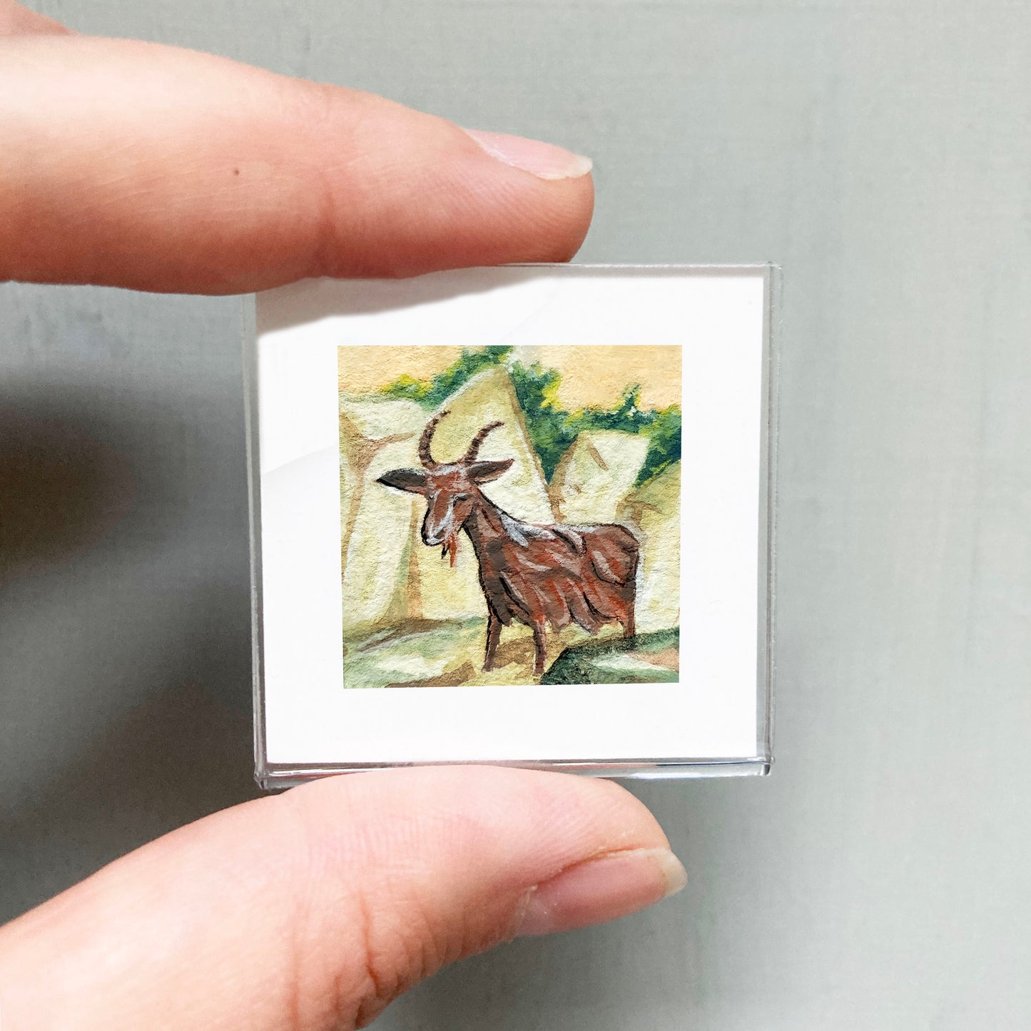 Mini 1" Garbage Goat Spokane Gouache Print