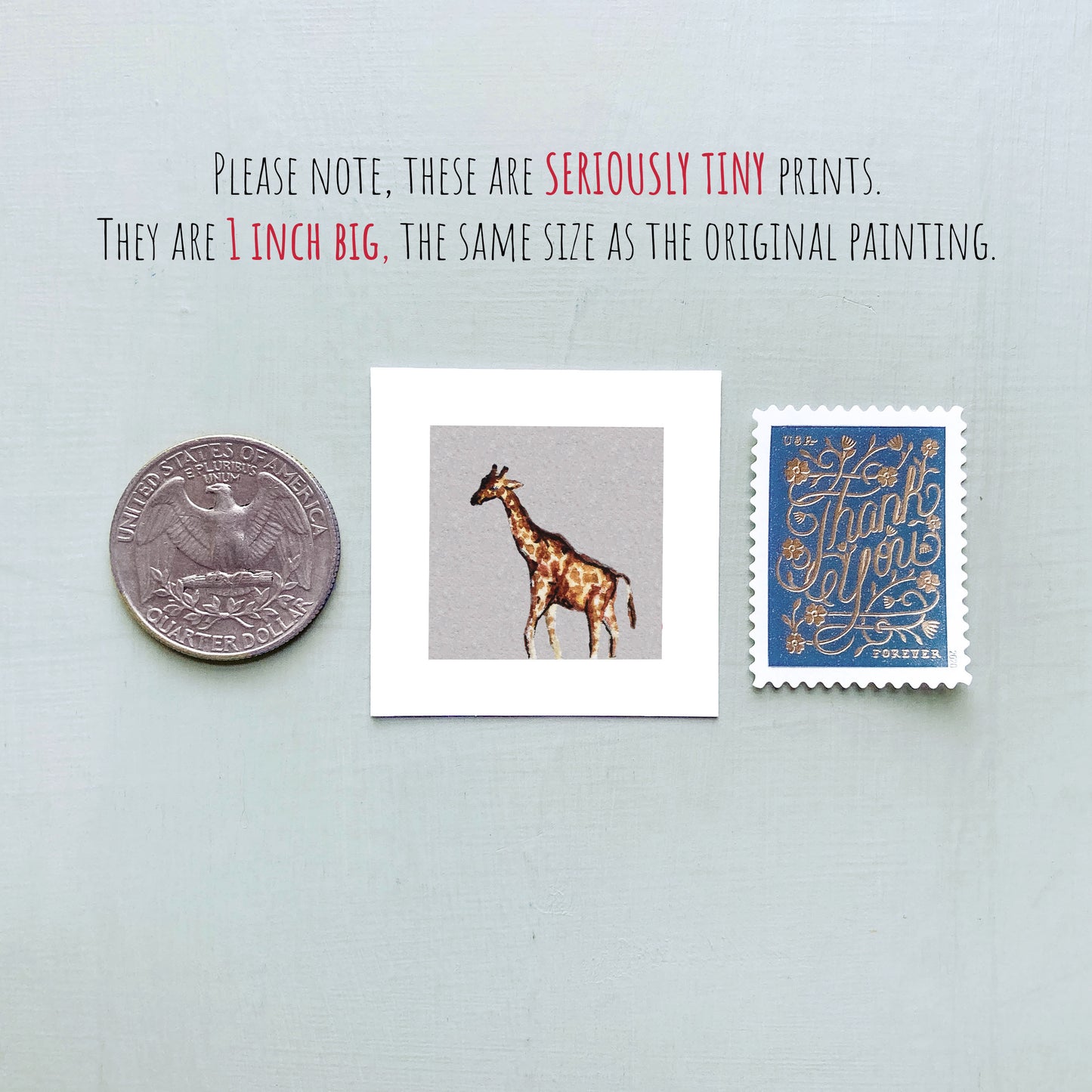 Mini 1" Giraffe Watercolor Print