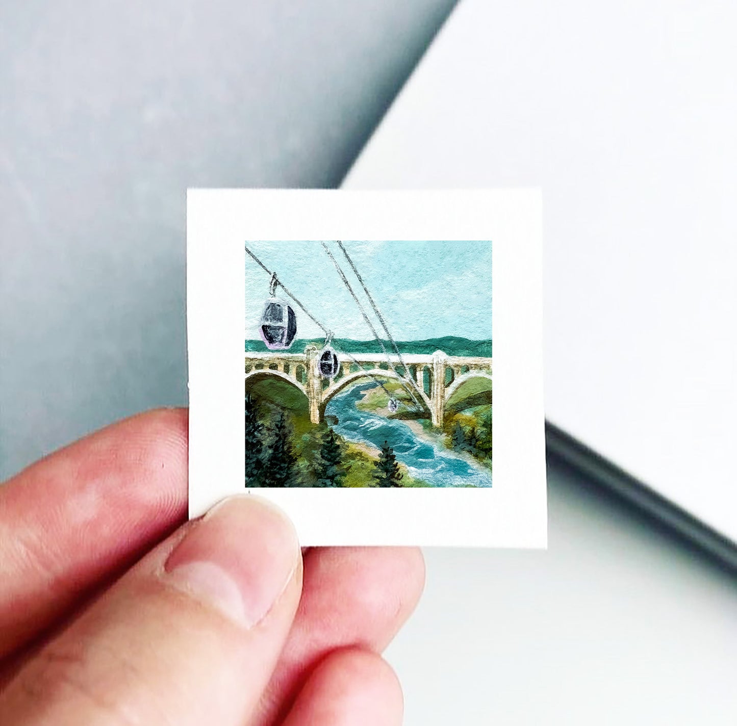 Mini 1" Gondolas Spokane Gouache Print