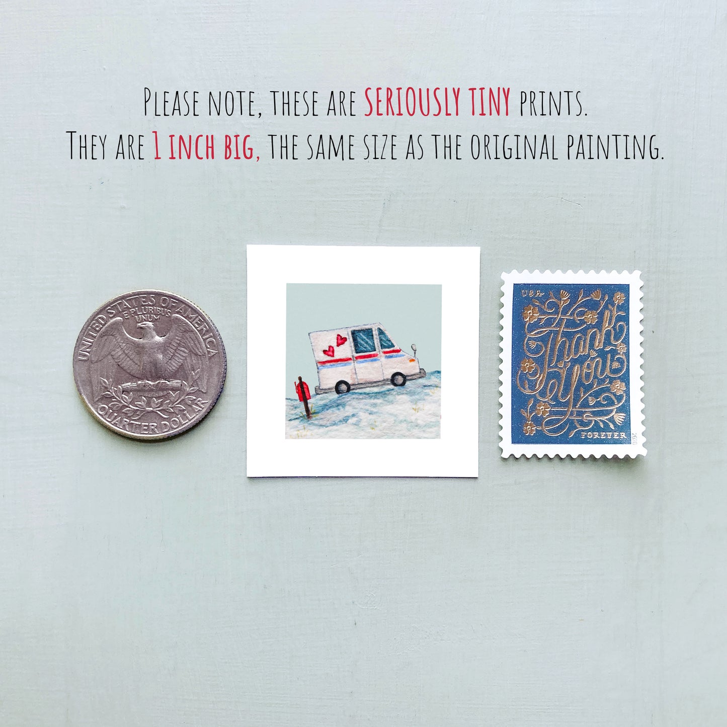 Mini 1" Happy Mail Truck Watercolor Print