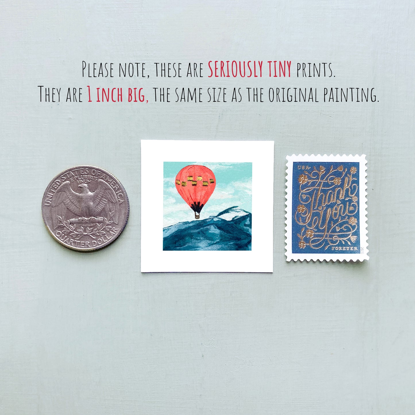 Mini 1" Hot Air Balloon Watercolor Print