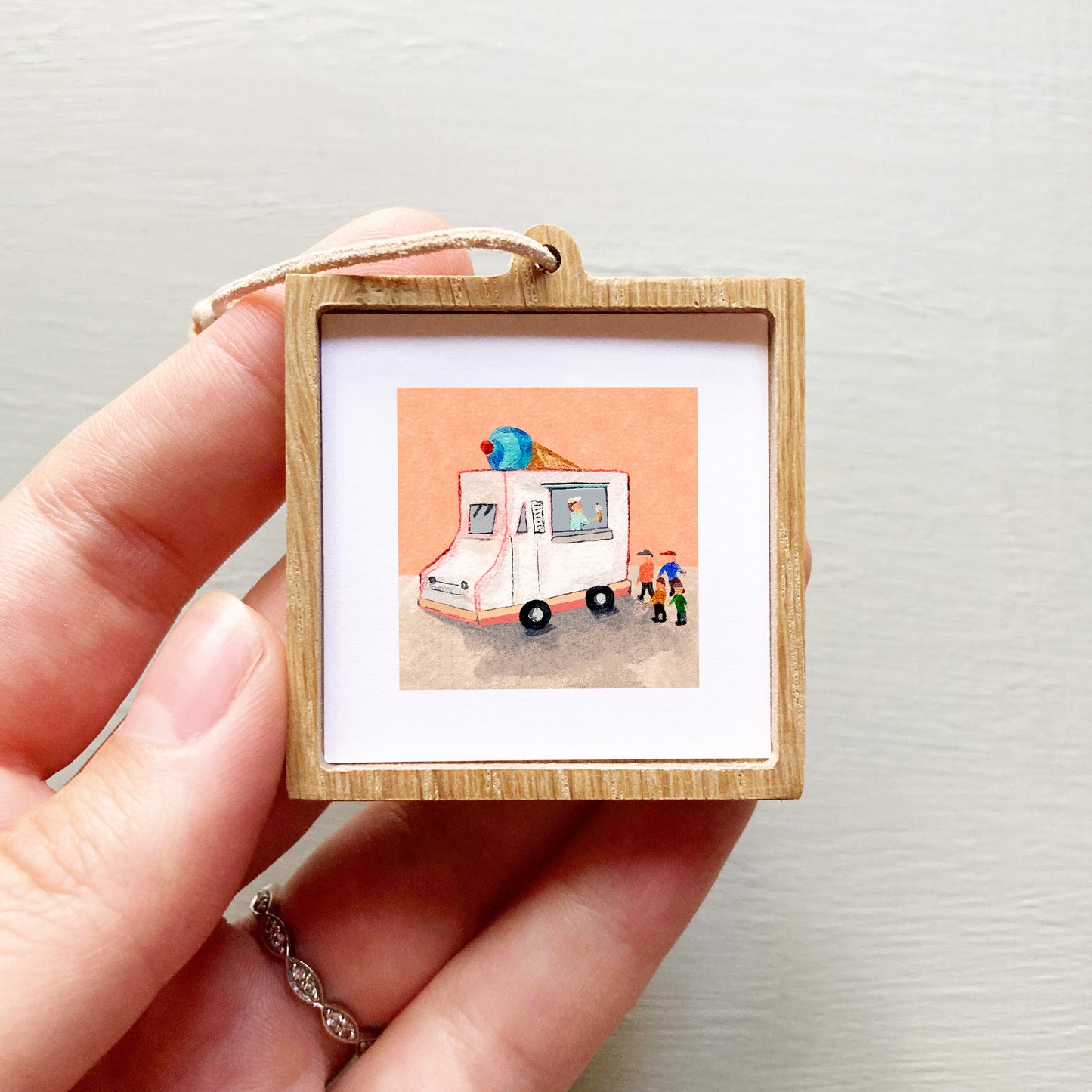 ORIGINAL Mini 1" Ice Cream Truck Watercolor Painting