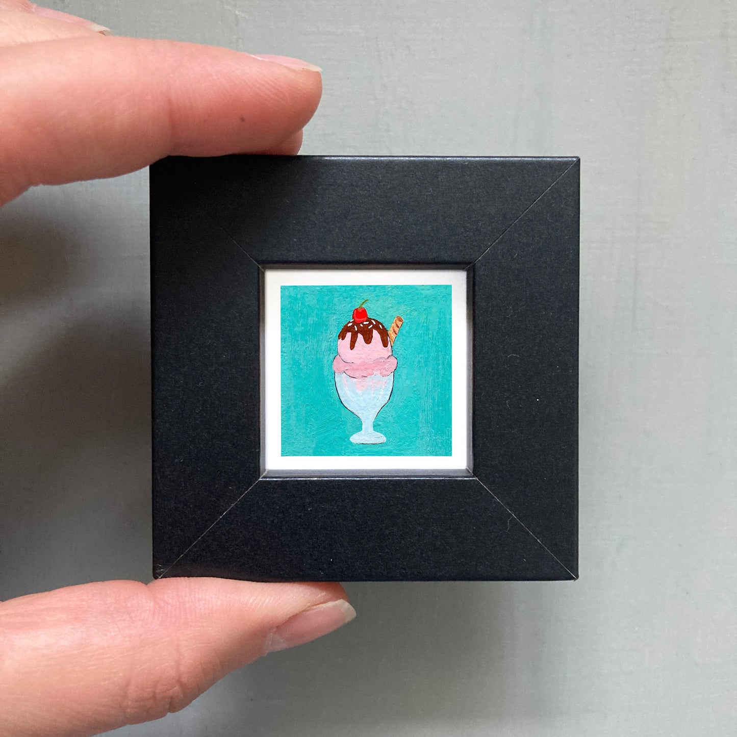 Mini 1" Ice Cream Sundae Gouache Art Print