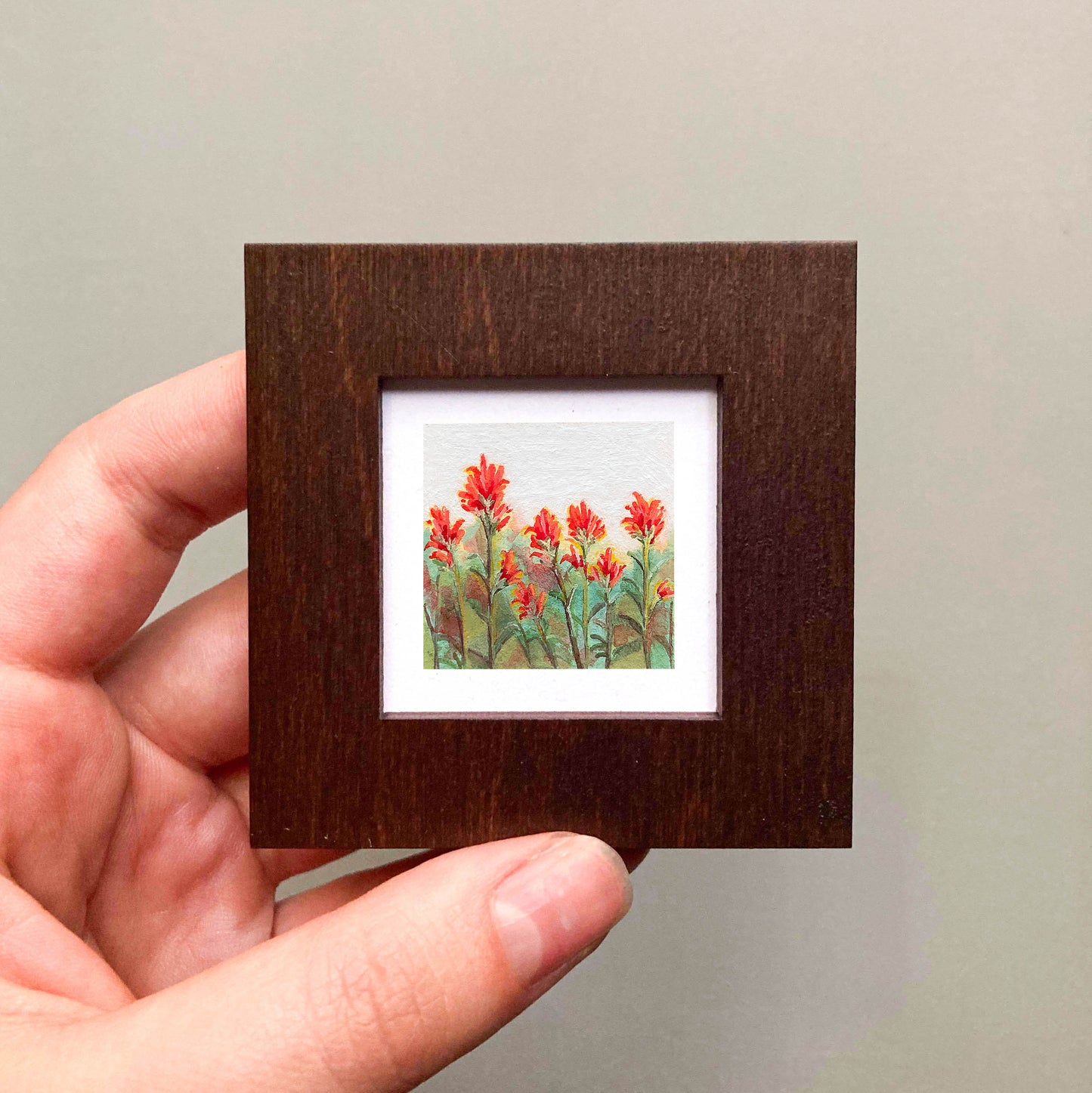 Mini 1" Indian Paintbrush Flower Gouache Print