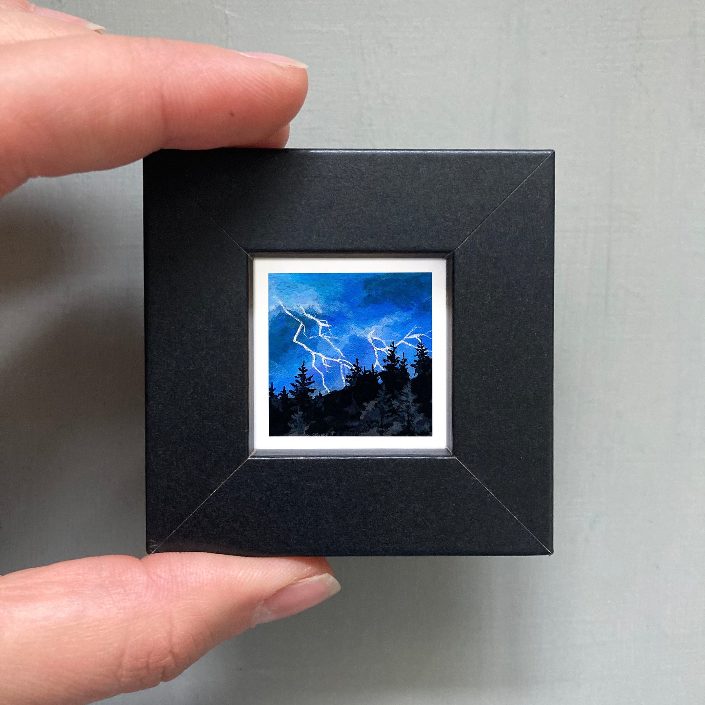 Mini 1" Lightening Storm Forest Gouache Print