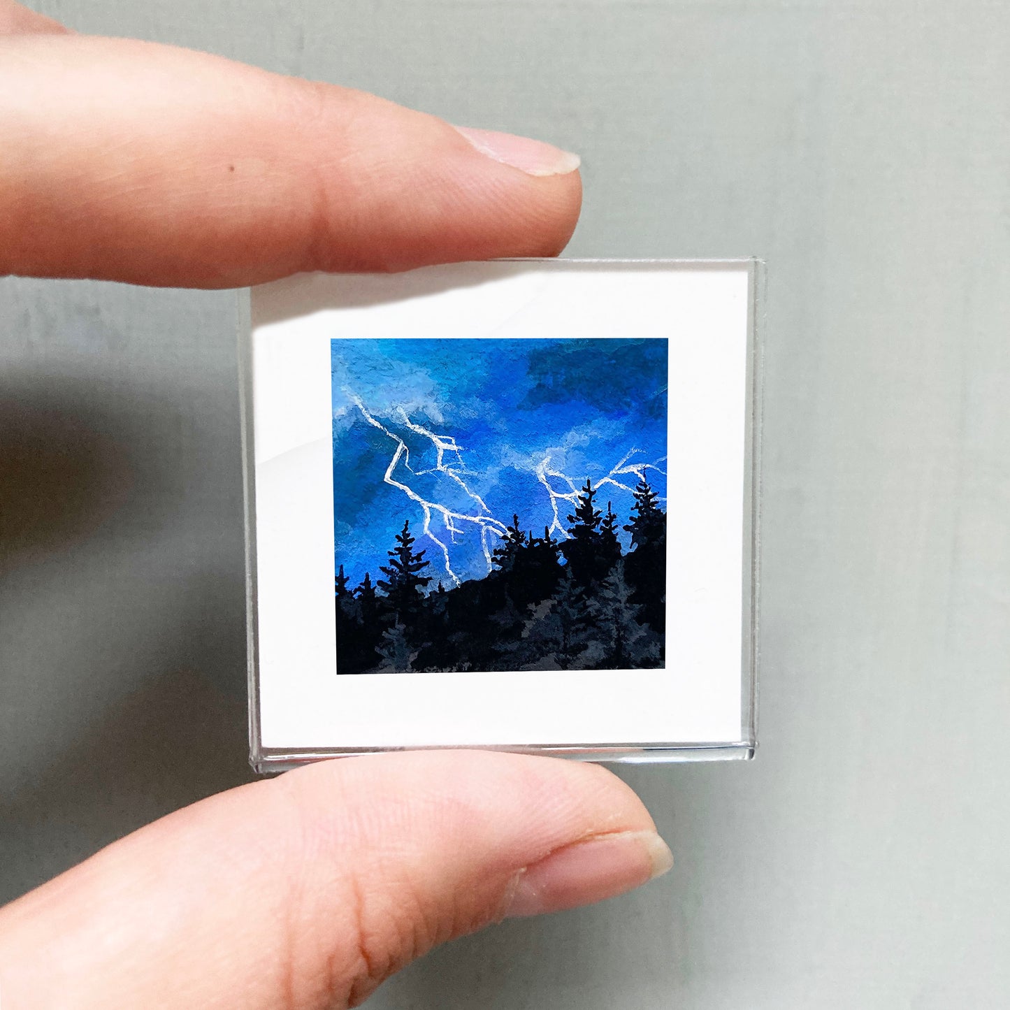 Mini 1" Lightening Storm Forest Gouache Print