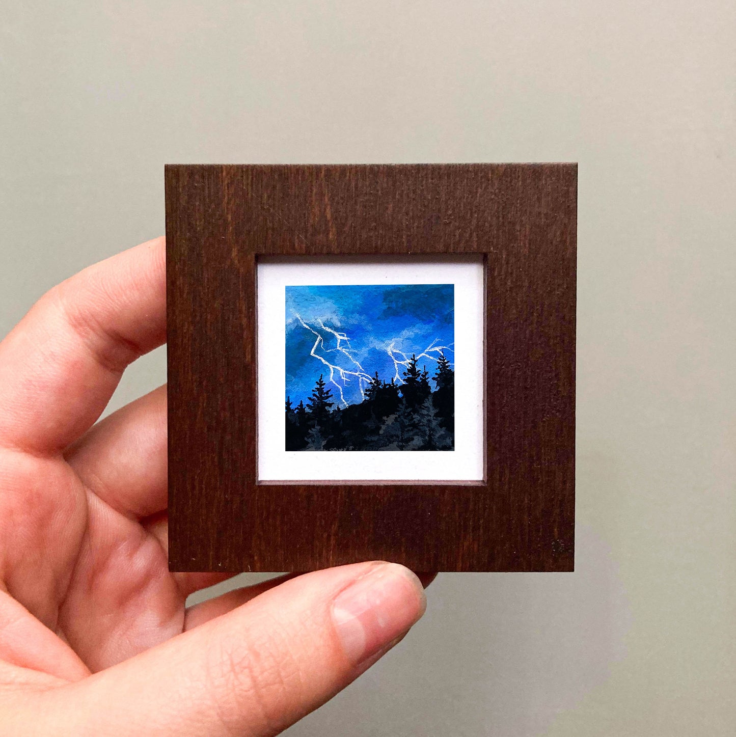 Mini 1" Lightening Storm Forest Gouache Print
