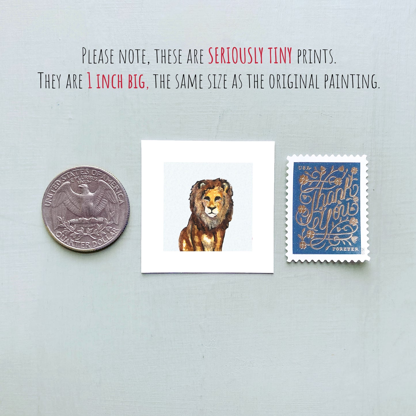 Mini 1" Lion Watercolor Print