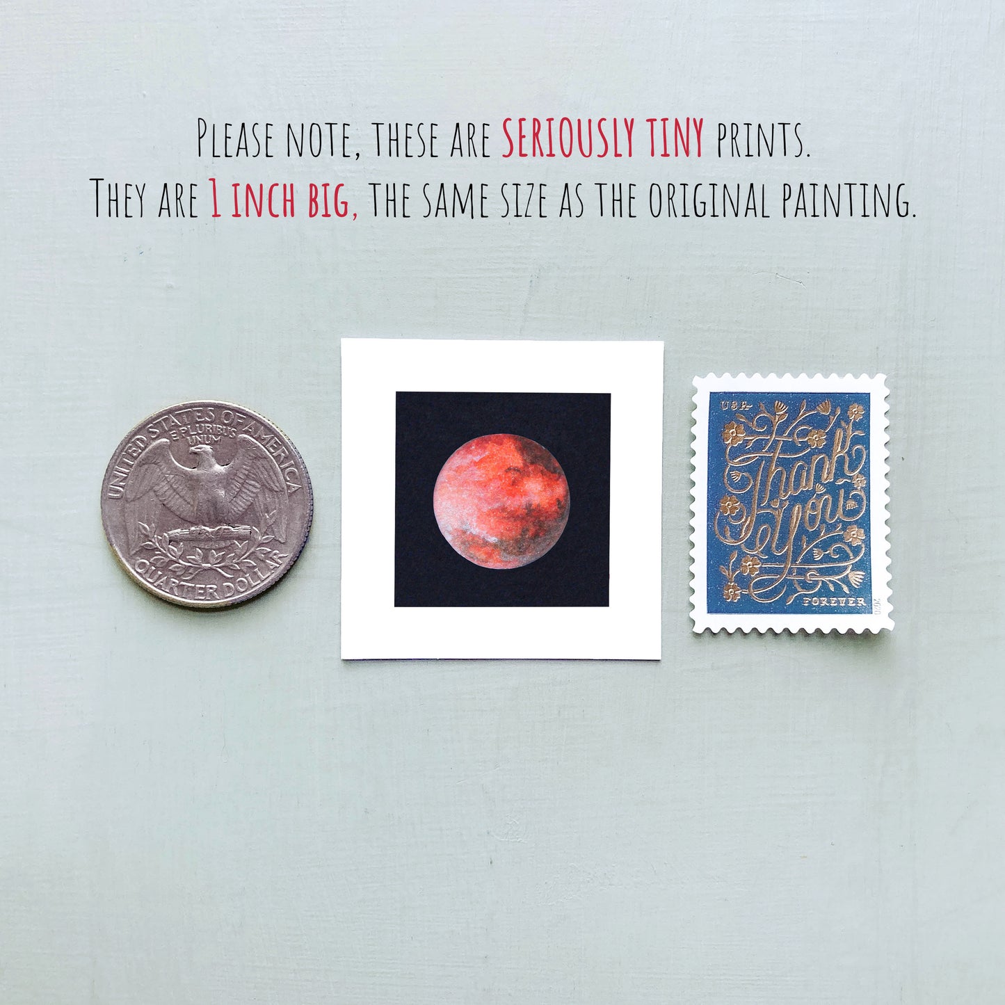 Mini 1" Planet Mars Watercolor Print