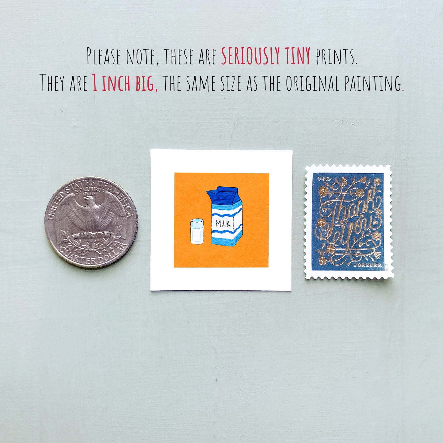 Mini 1" Milk Carton Gouache Art Print