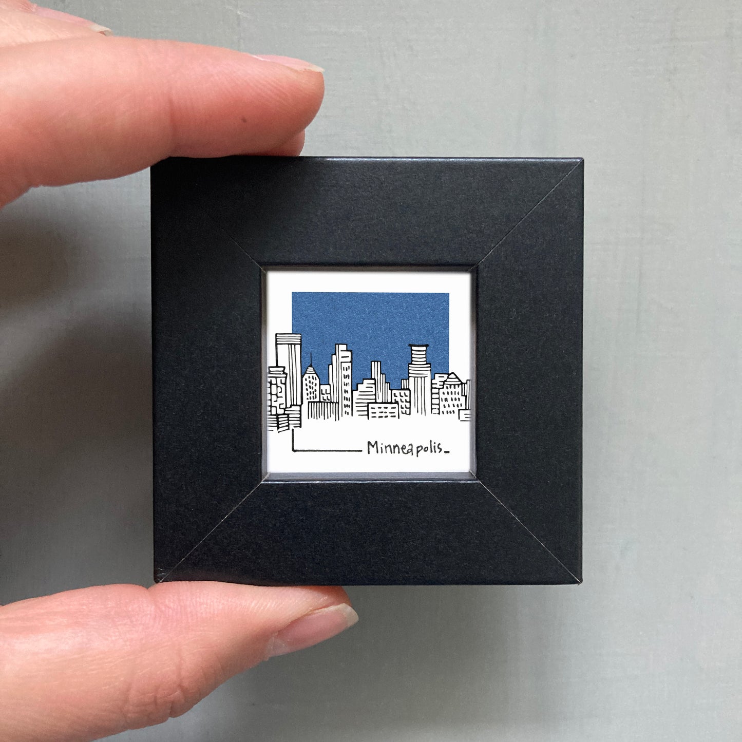Mini Minneapolis, Minnesota 1.5" Watercolor and Ink Art PRINT