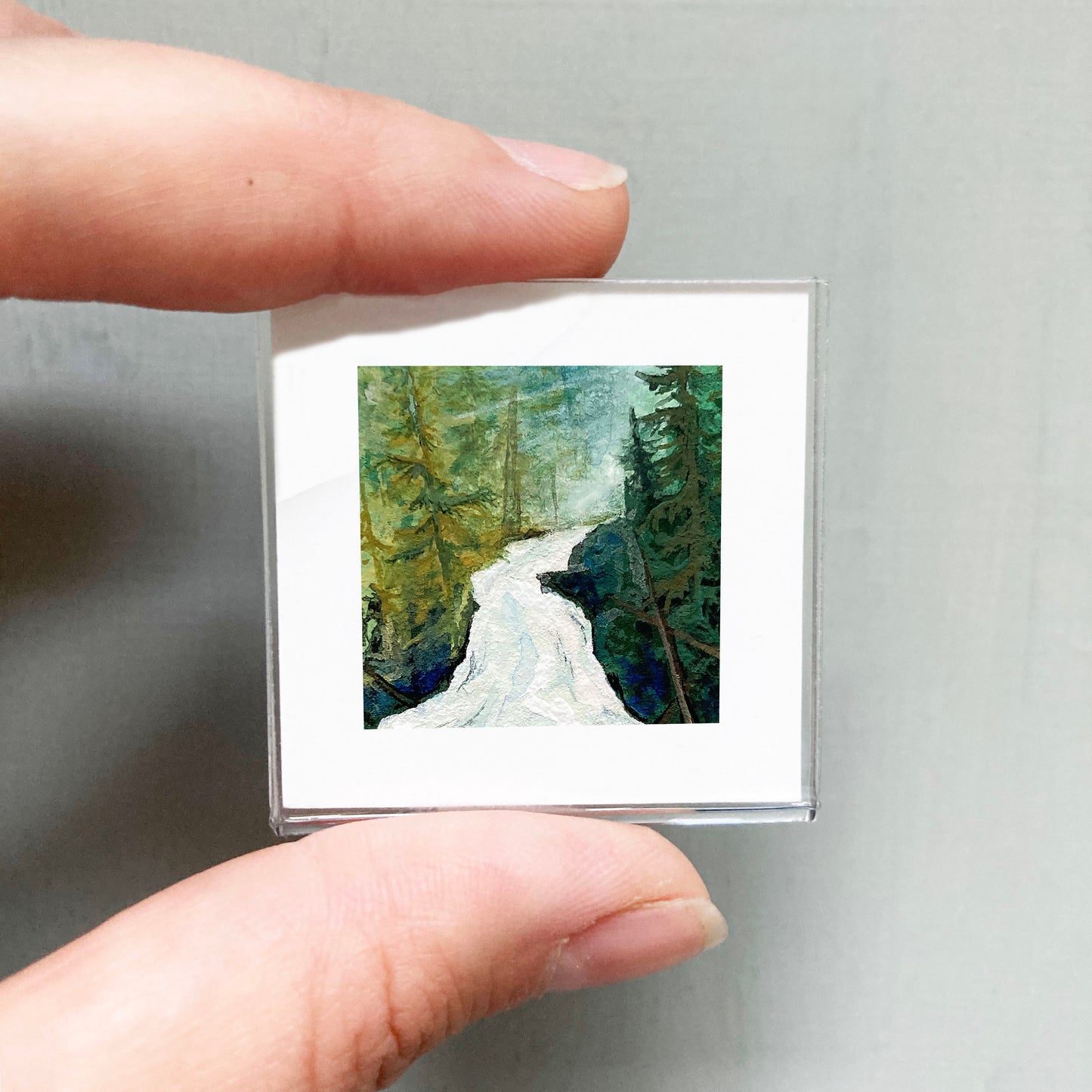 Mini 1" Misty Waterfall Gouache Print