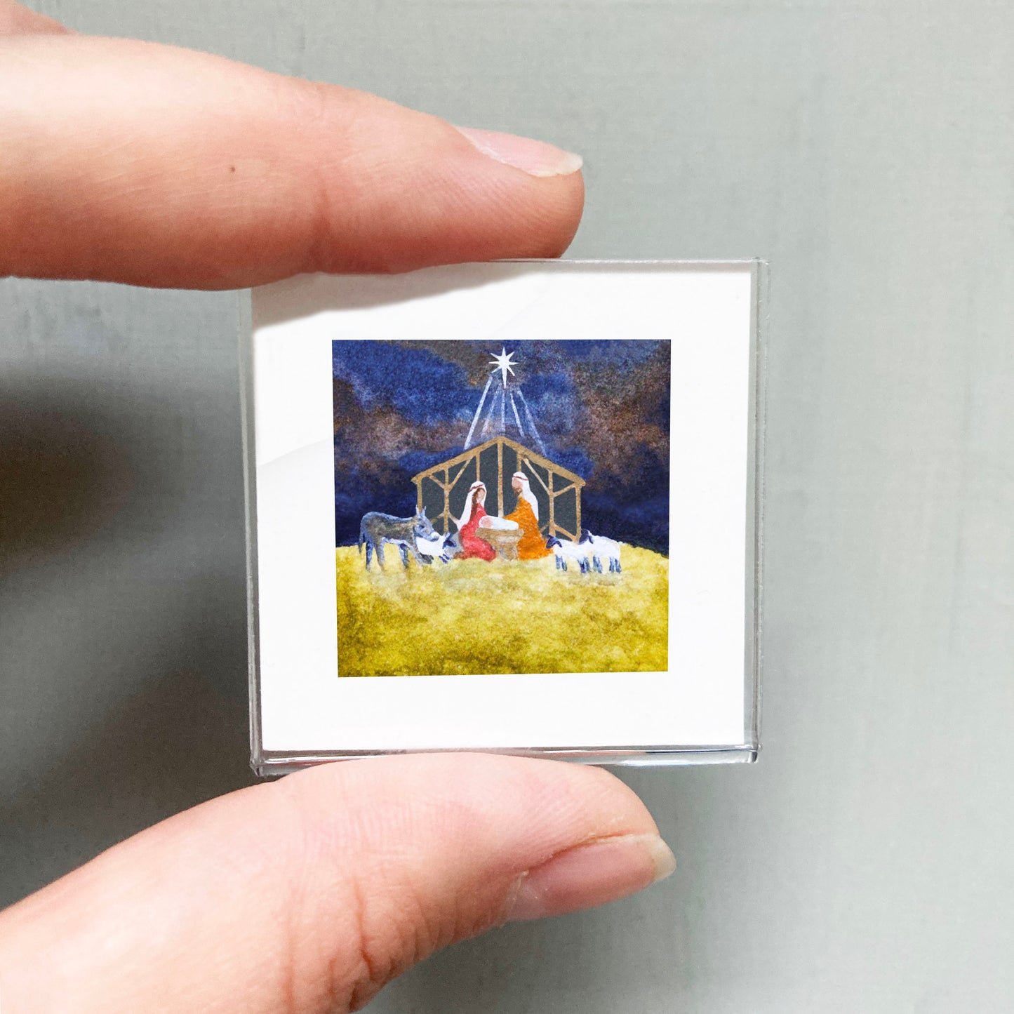 Mini 1" Christmas Nativity Watercolor Print