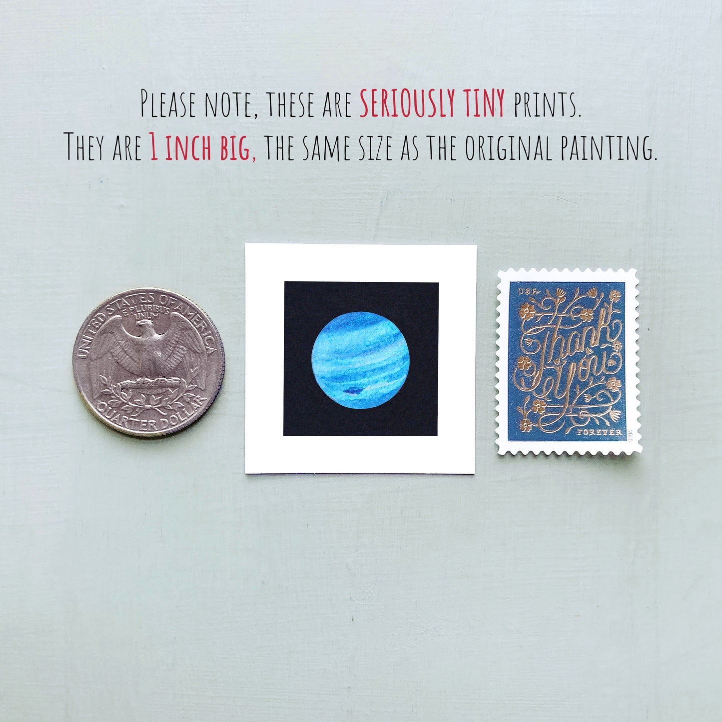 Mini 1" Planet Neptune Watercolor Print