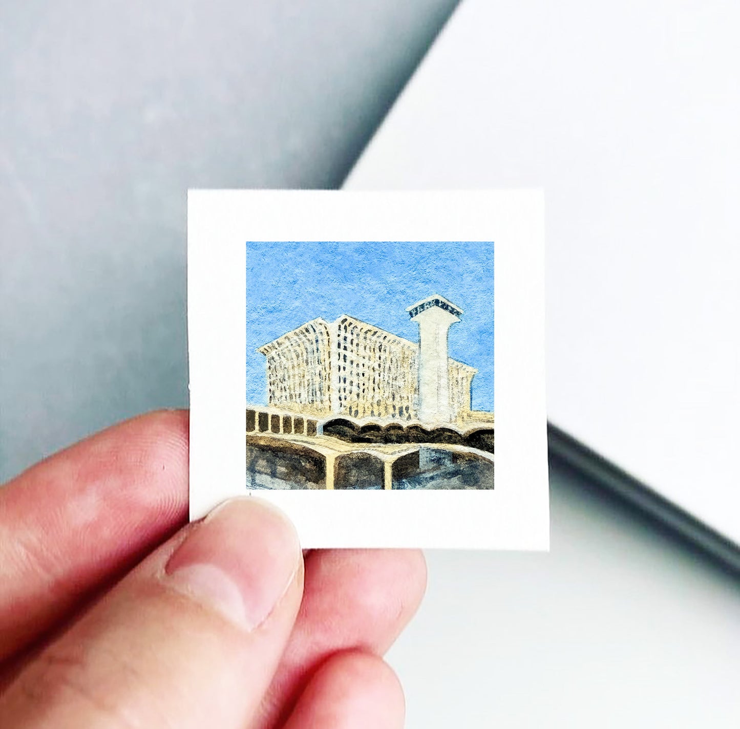 Mini 1" Parkade Spokane Gouache Print