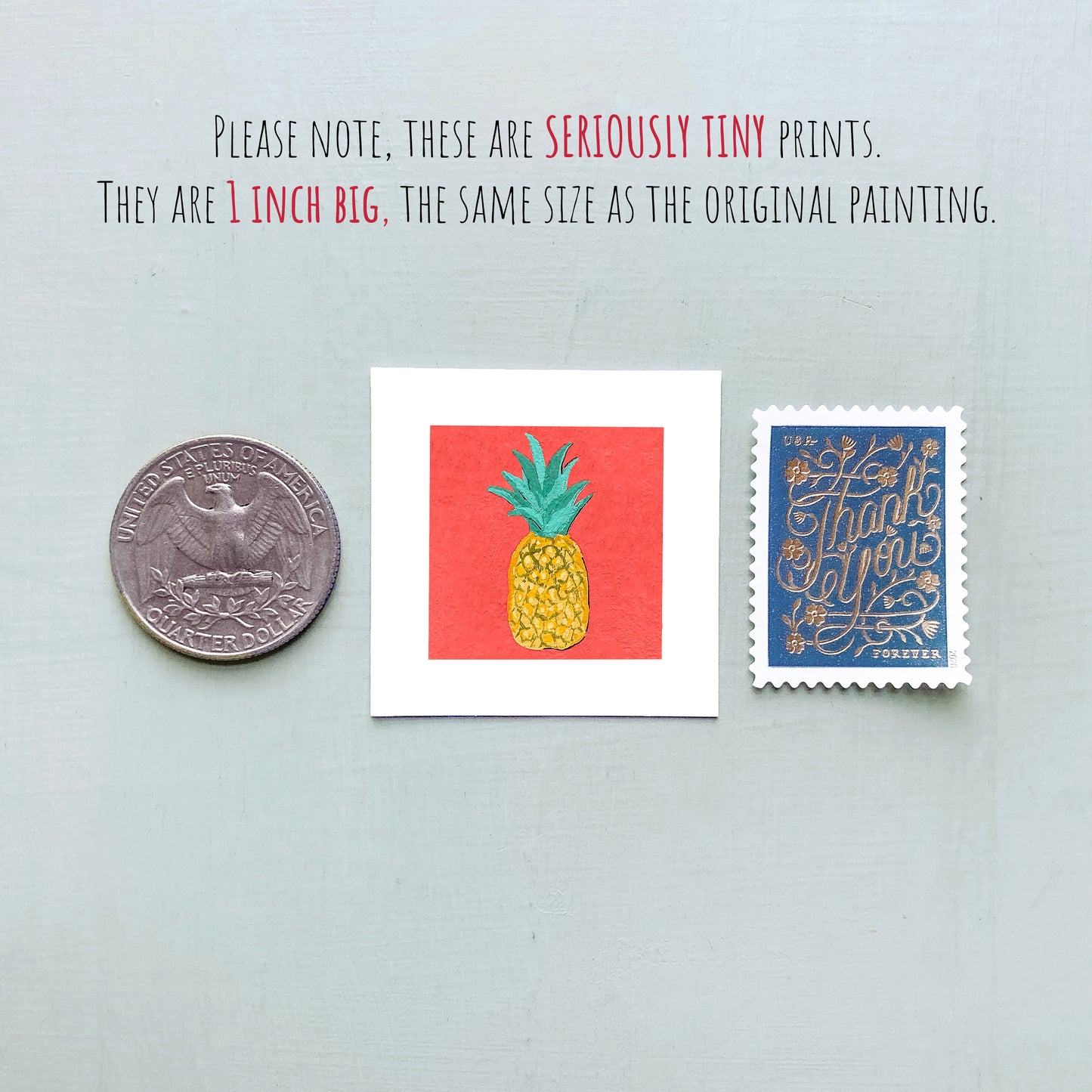 Mini 1" Pineapple Gouache Art Print