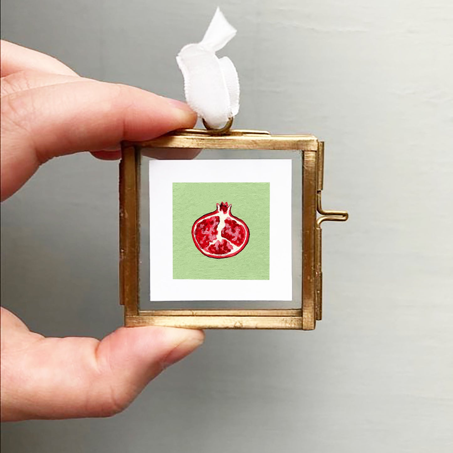 ORIGINAL Mini 1" Pomegranate Gouache Original Painting