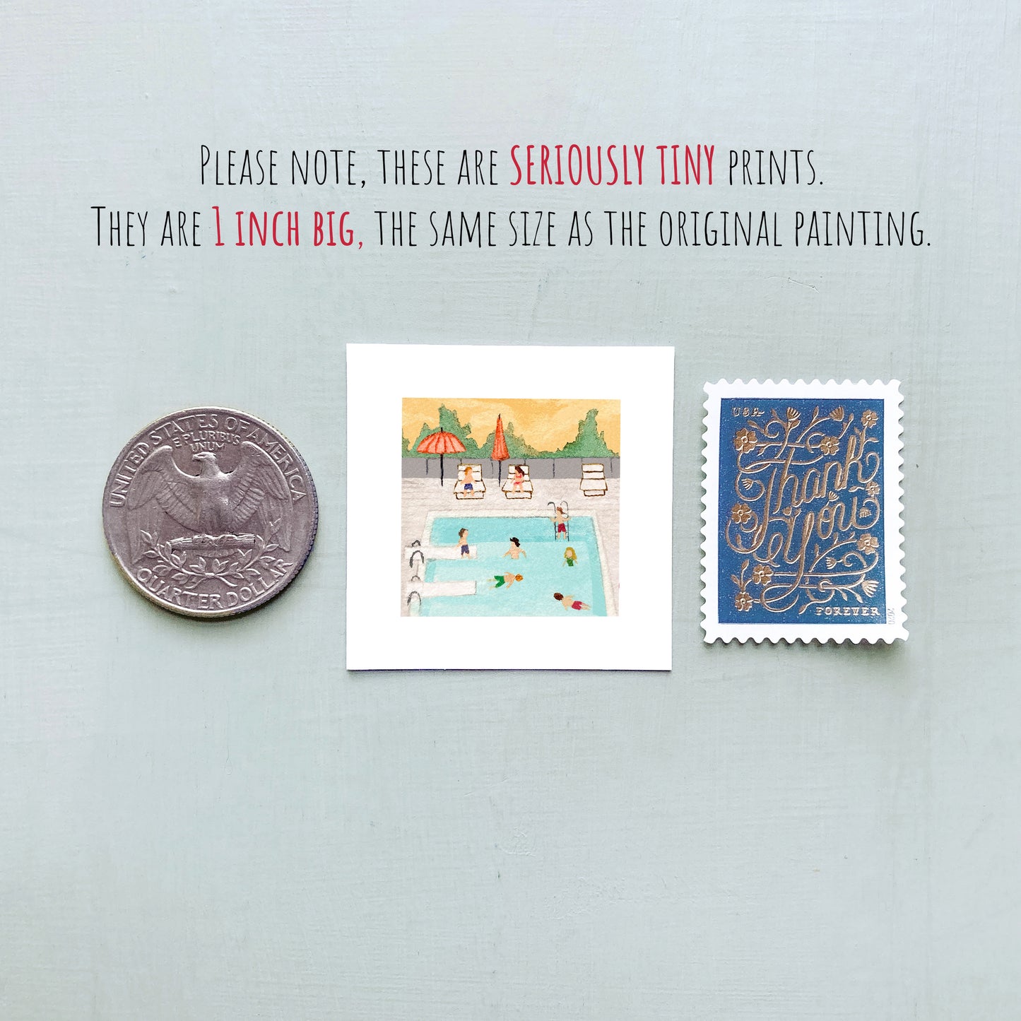 Mini 1" Swimming Pool Watercolor Print