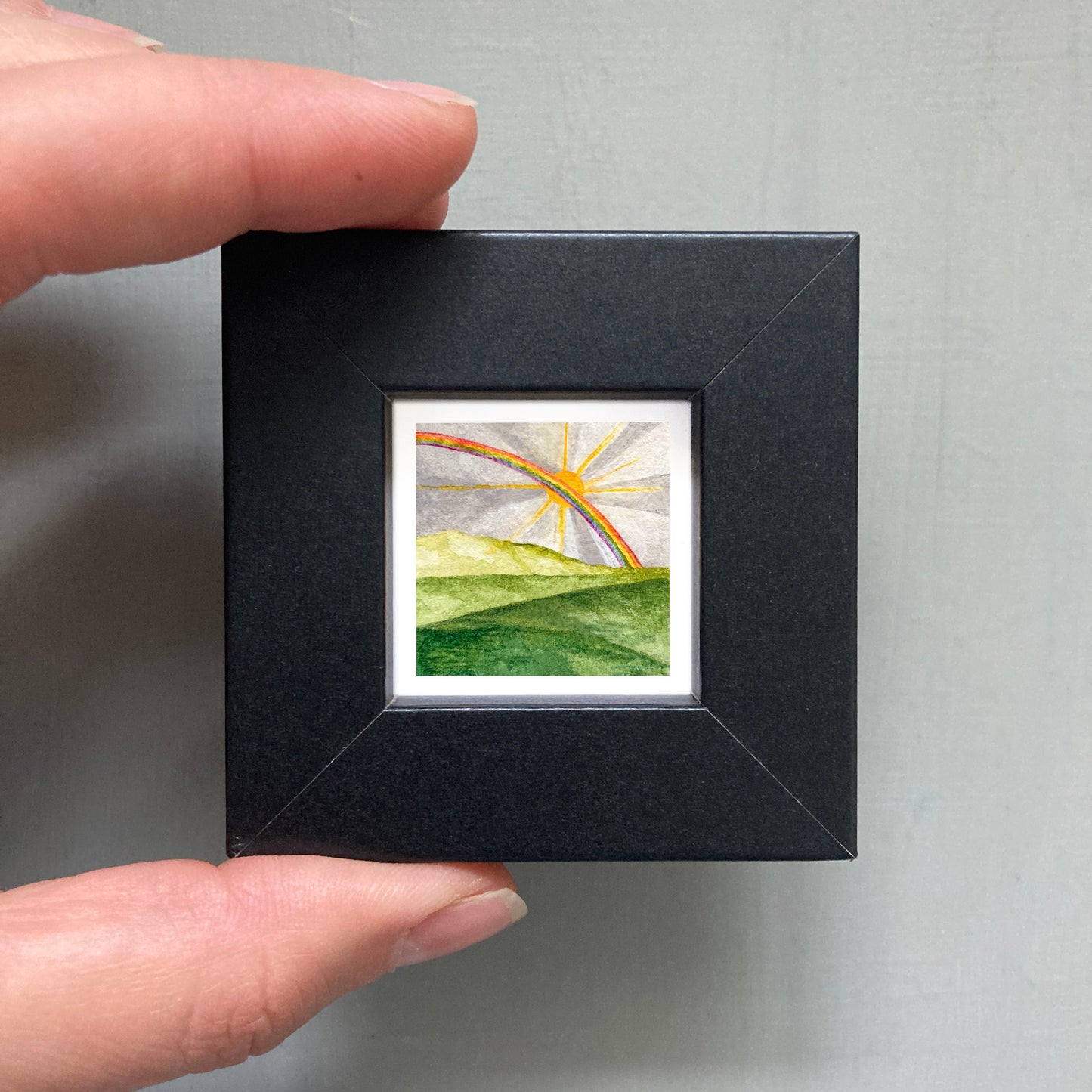 Mini 1" Rainbow Rainy Day Watercolor Print