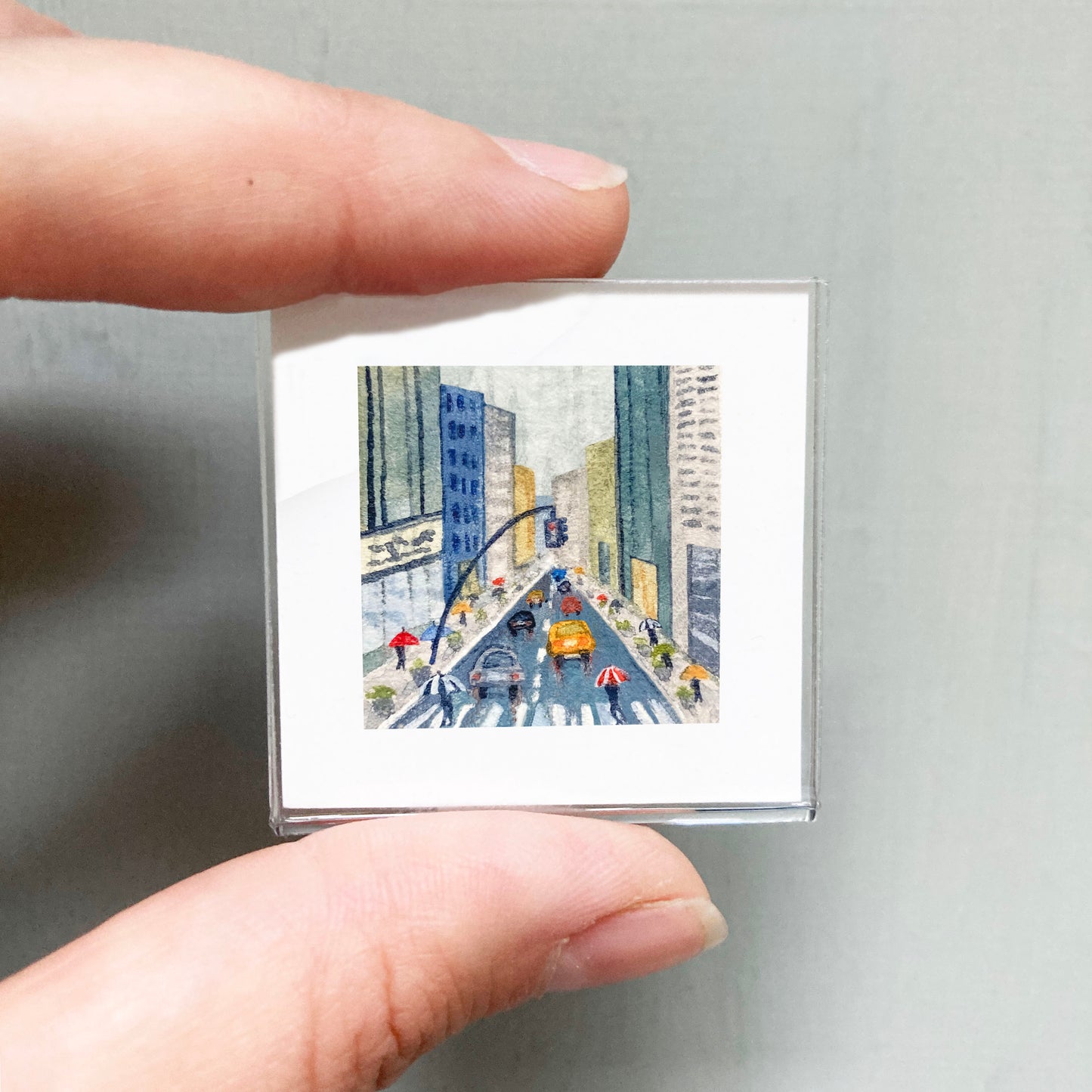 Mini 1" Rainy Day in New York City Watercolor Print