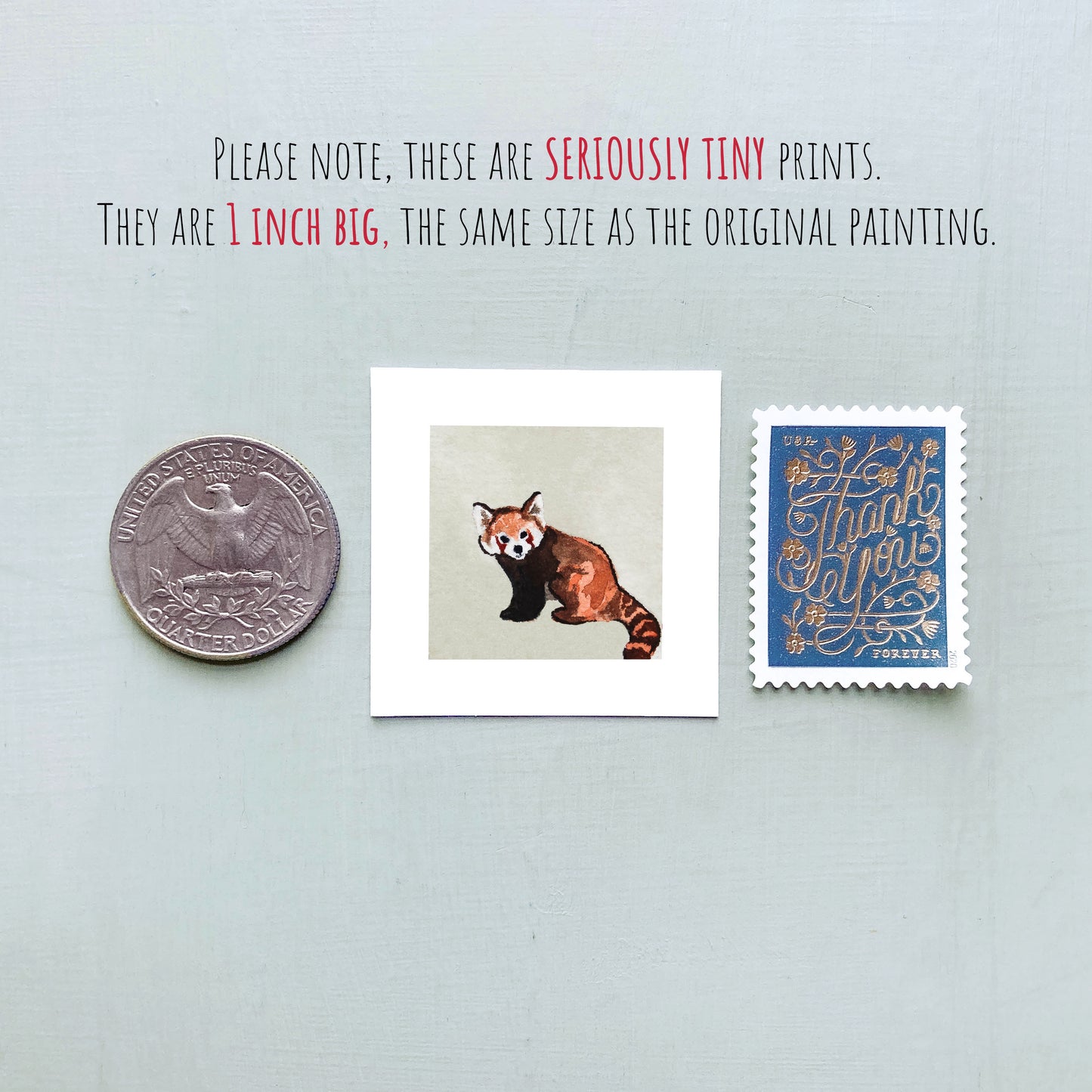 Mini 1" Red Panda Watercolor Print