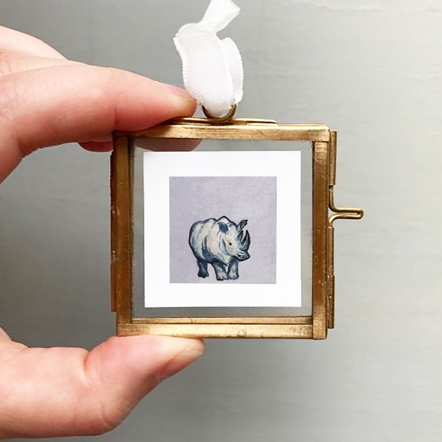 ORIGINAL Mini 1" Rhino Watercolor Painting
