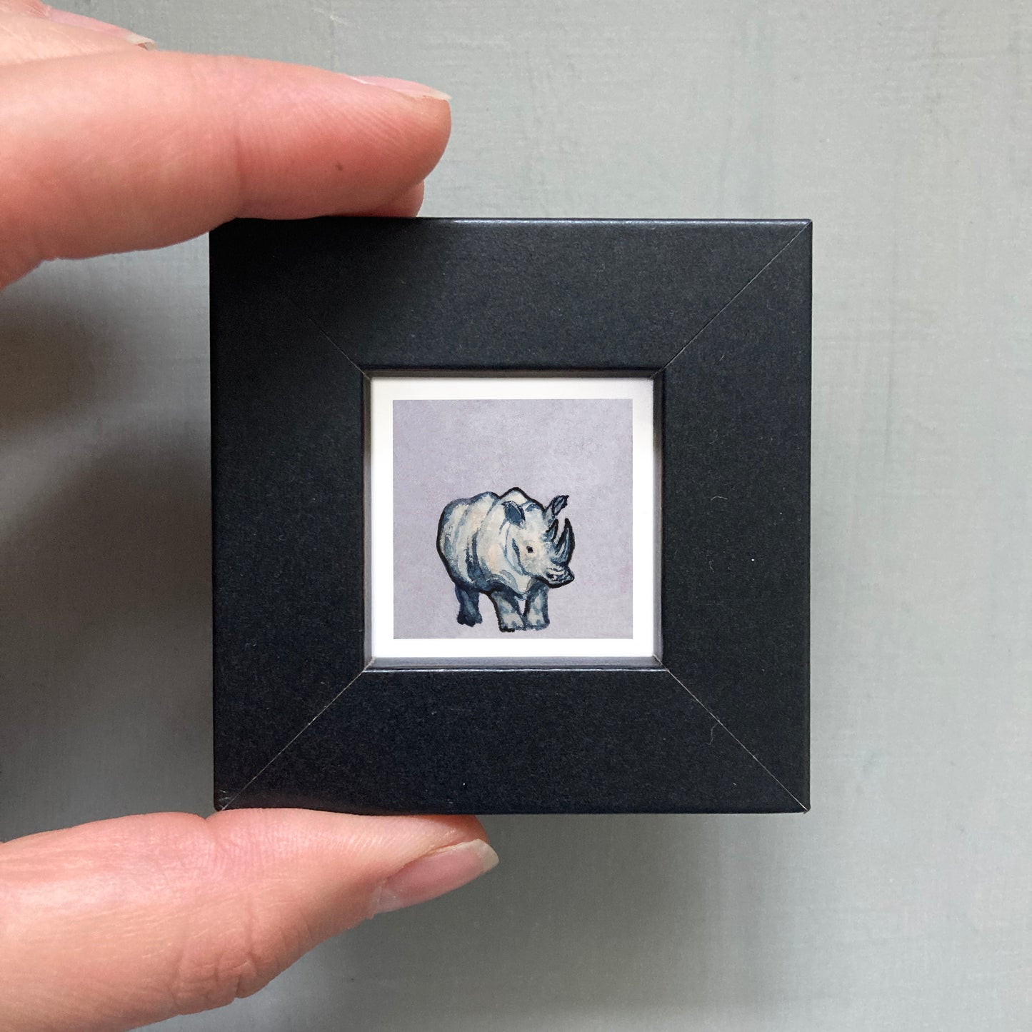 Mini 1" Rhino Watercolor Print