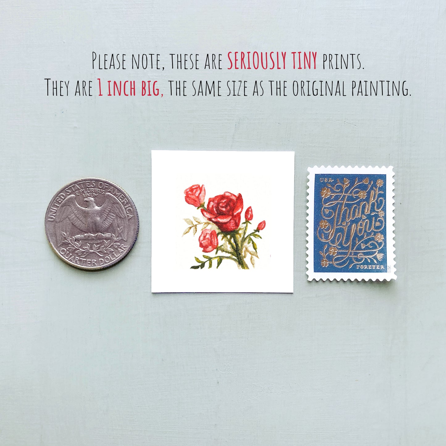 Mini 1" Rose June Birth Flower Watercolor Print